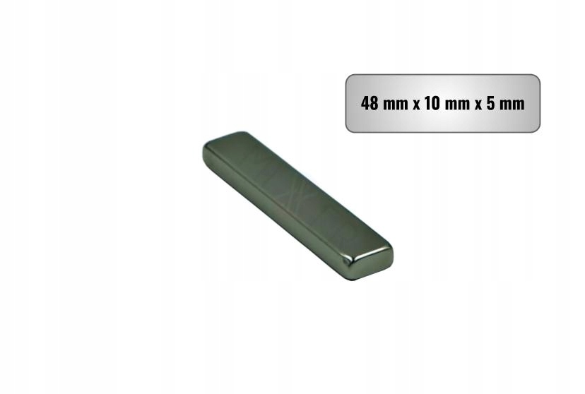 

Magnes Neodymowy 48x10x5 Prostokątny Pełny Mocny