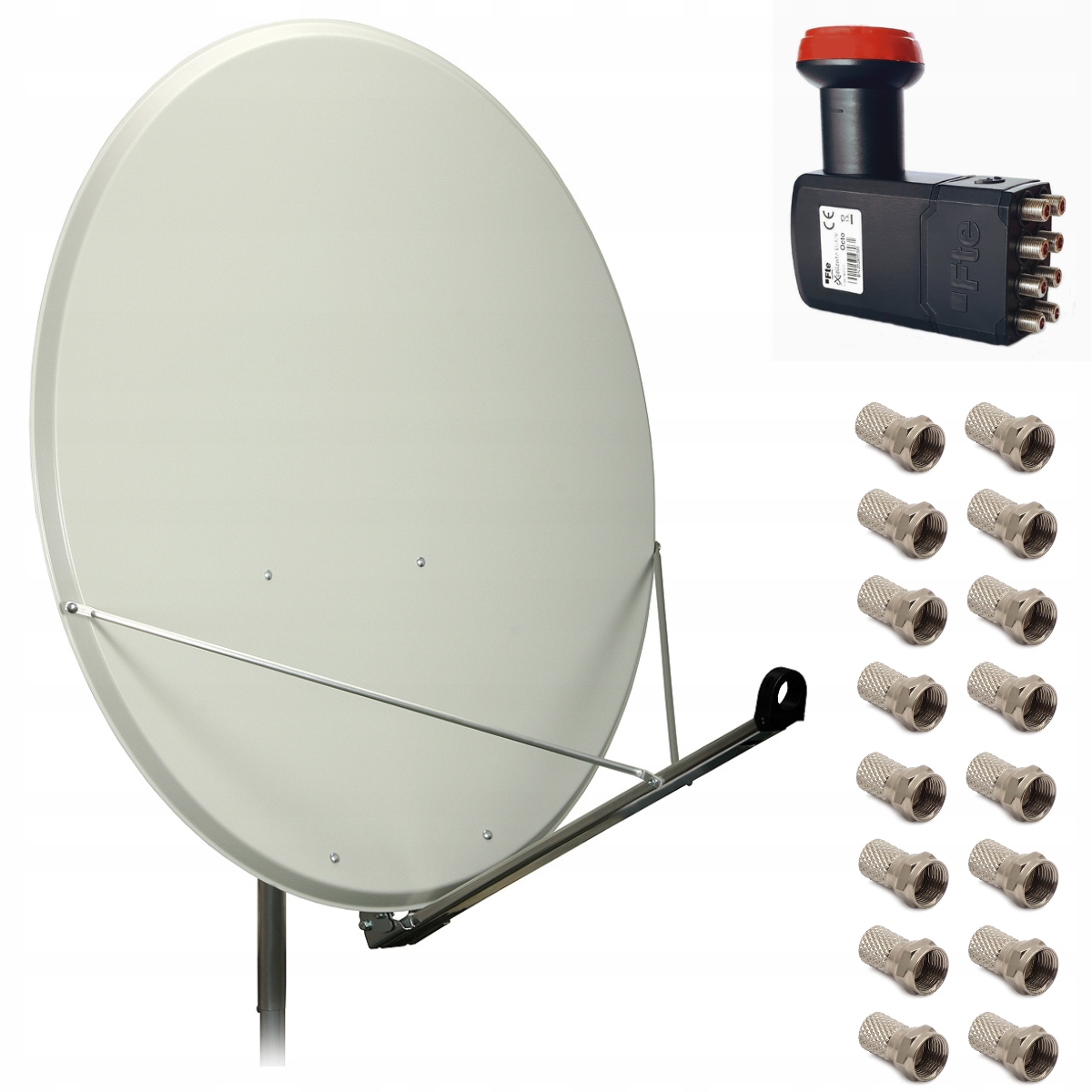 Antena satelitarna stalowa 100cm Famaval Trx-el Hd 4K jasna konwerter Octo