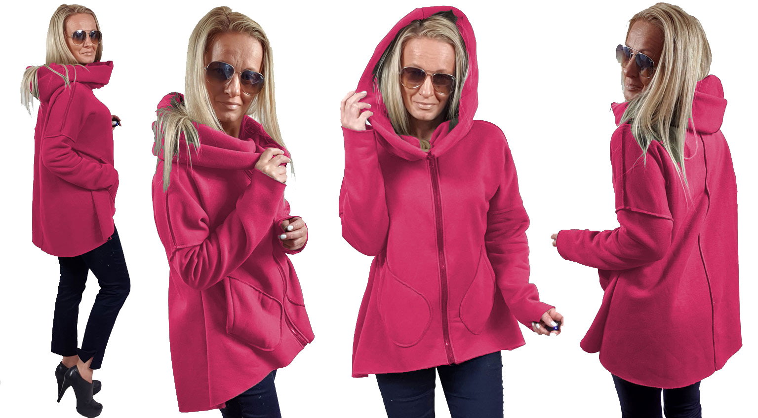 

Asymetryczna Bluza Tunika Kardigan Komin Kaptur M