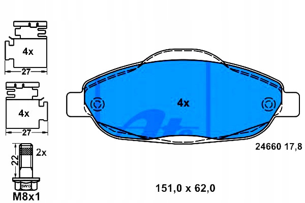 Ate Brzdové Destičky Peugeot Přední 308 3008 07- At