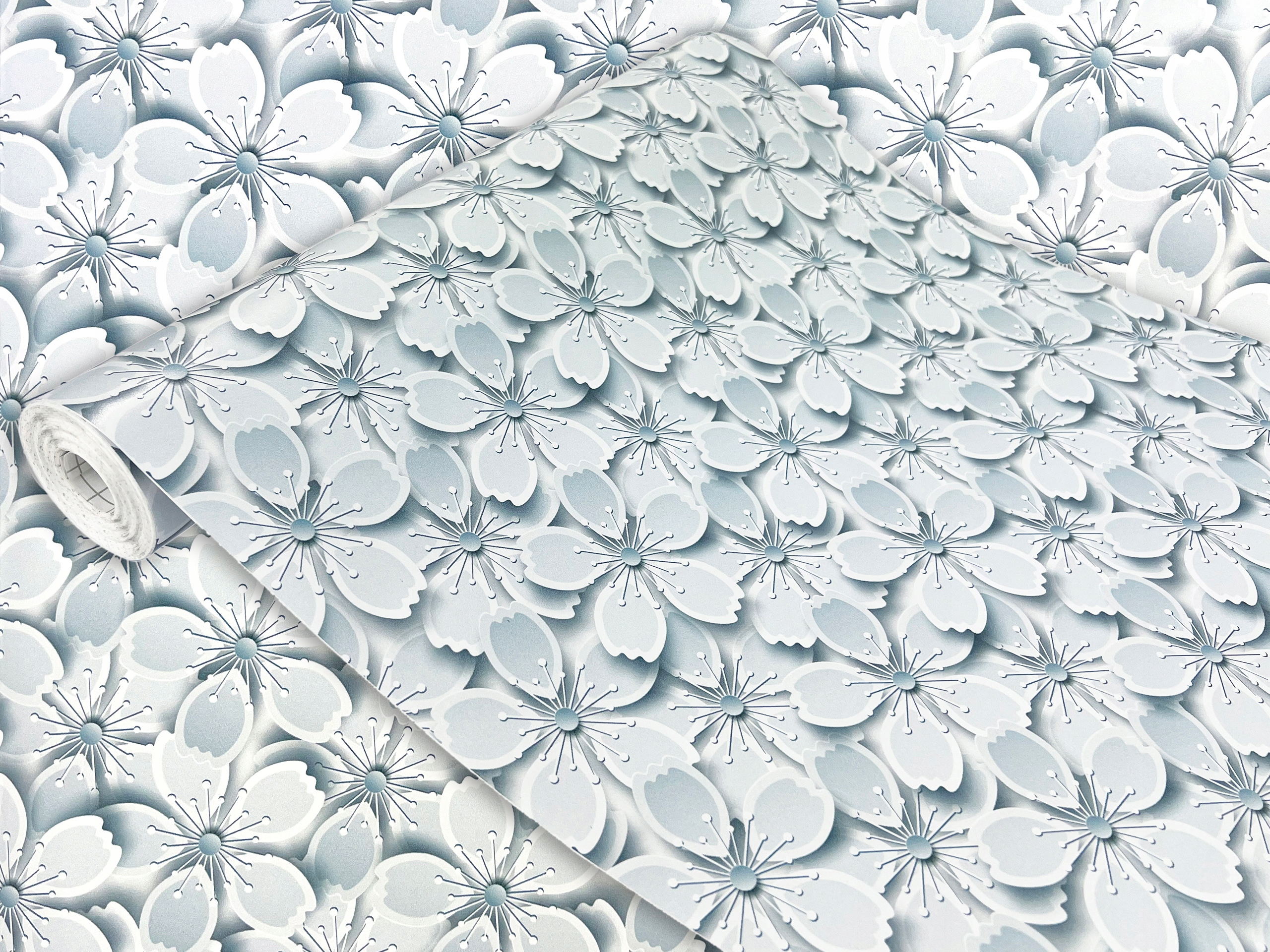 Fólie na skříňky Police Nábytková dýha Vzor Bílé Květiny 3D šířka 45