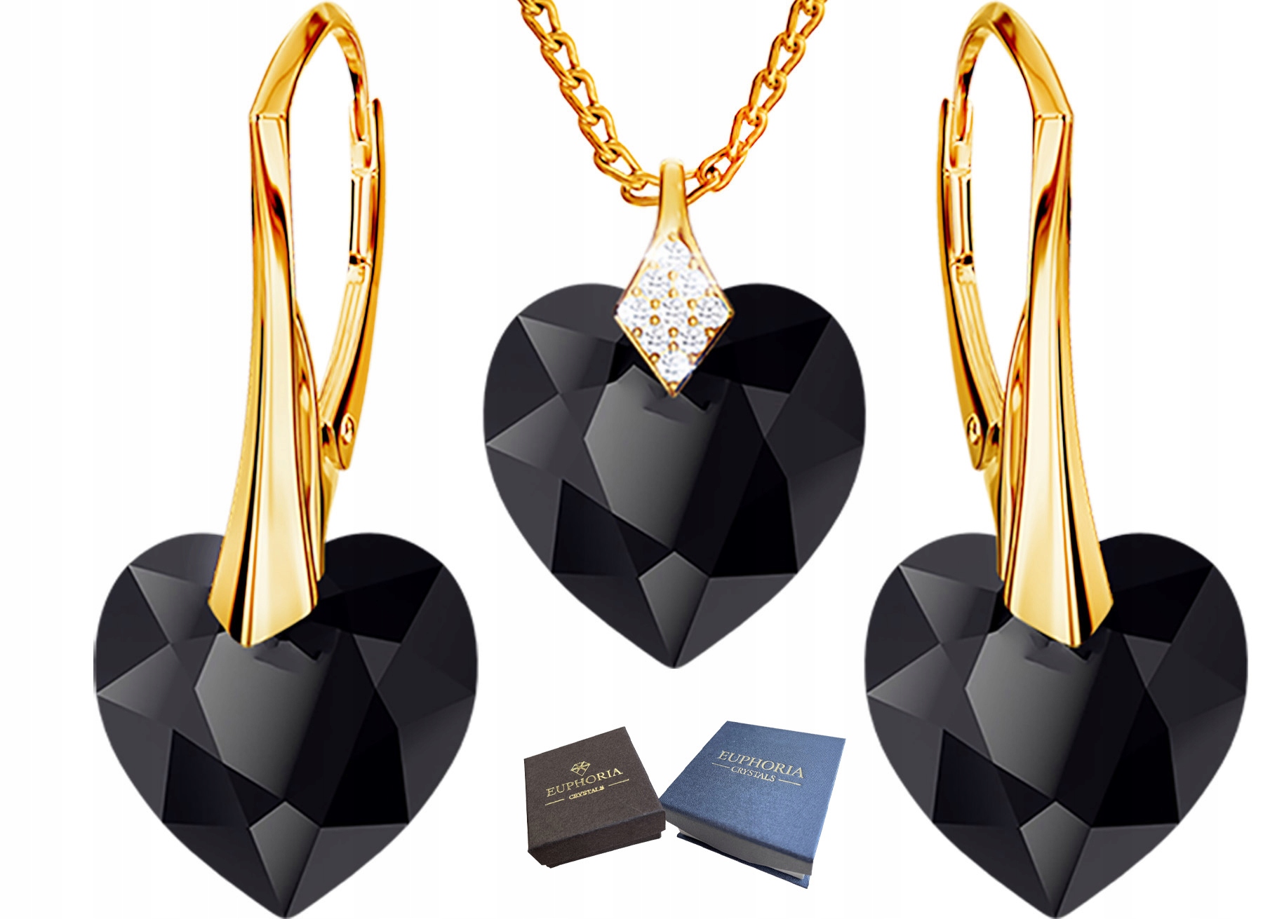 Sada šperků Zlaté Náušnice Náhrdelník Stříbro 925 Dárek pro ženu