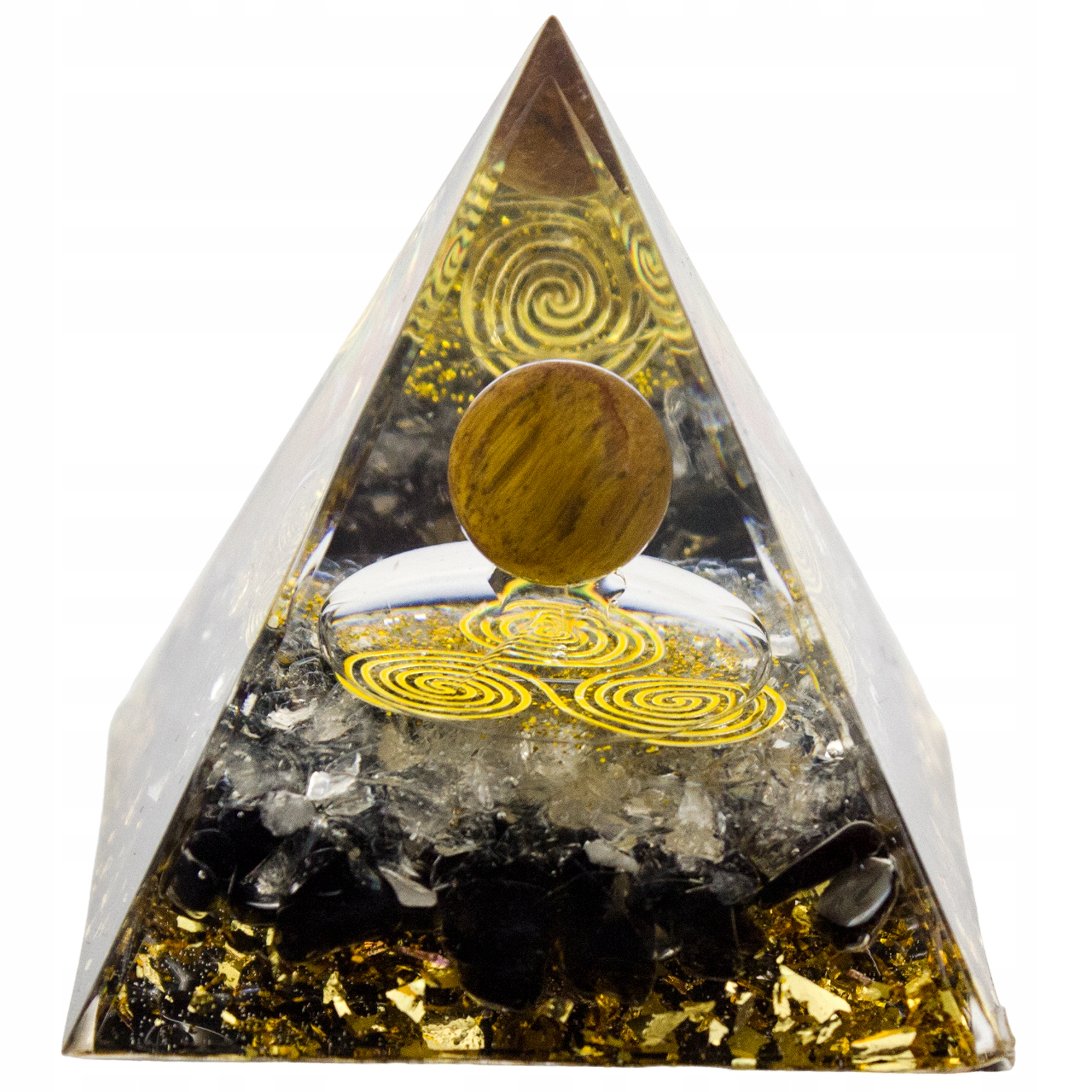 Piramidka Orgonit Oko Tygří Měď Křišťál Harmonizace Čaker 5 cm