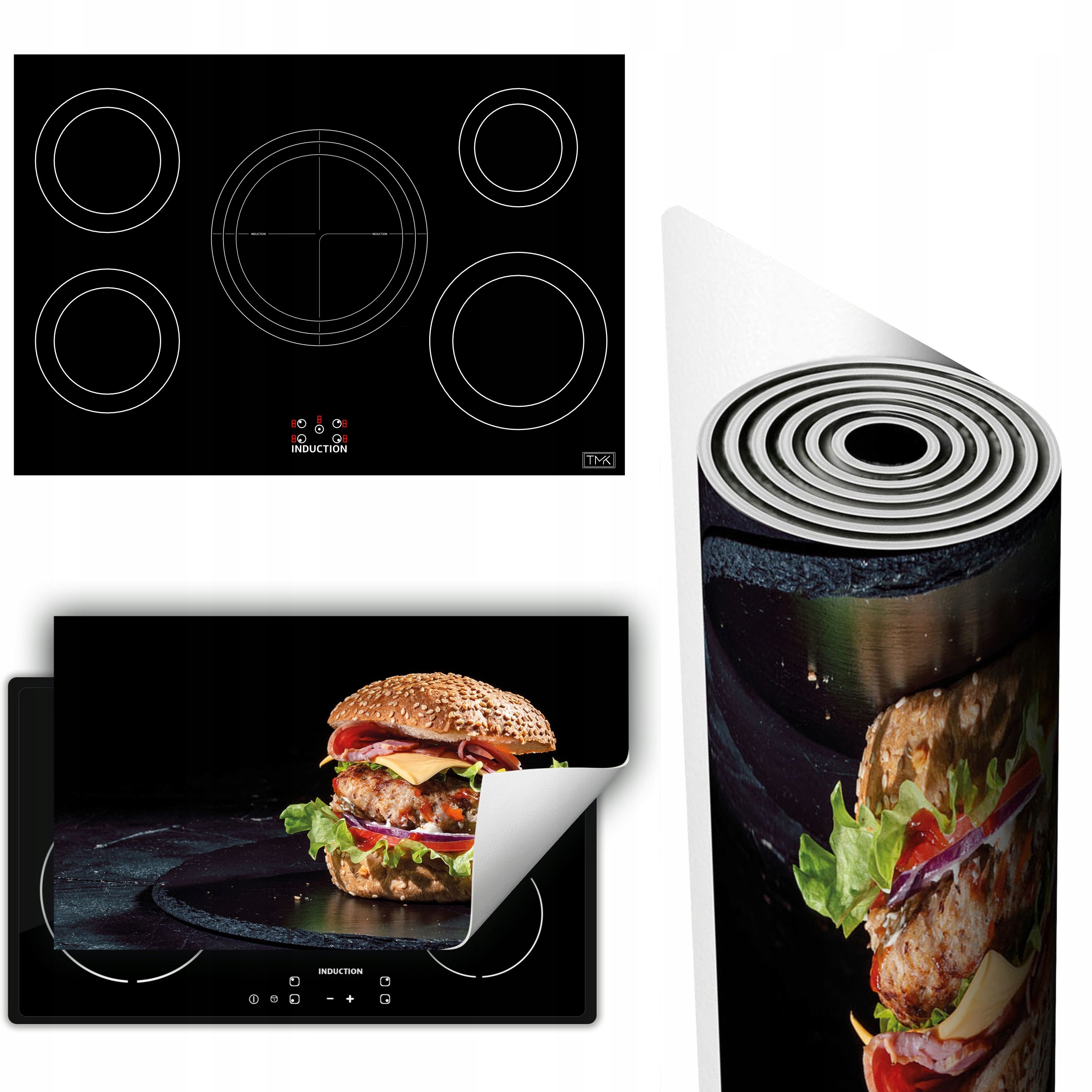 Vinylová Podložka Na Ochranu Sporáku 90x52 černá hamburger