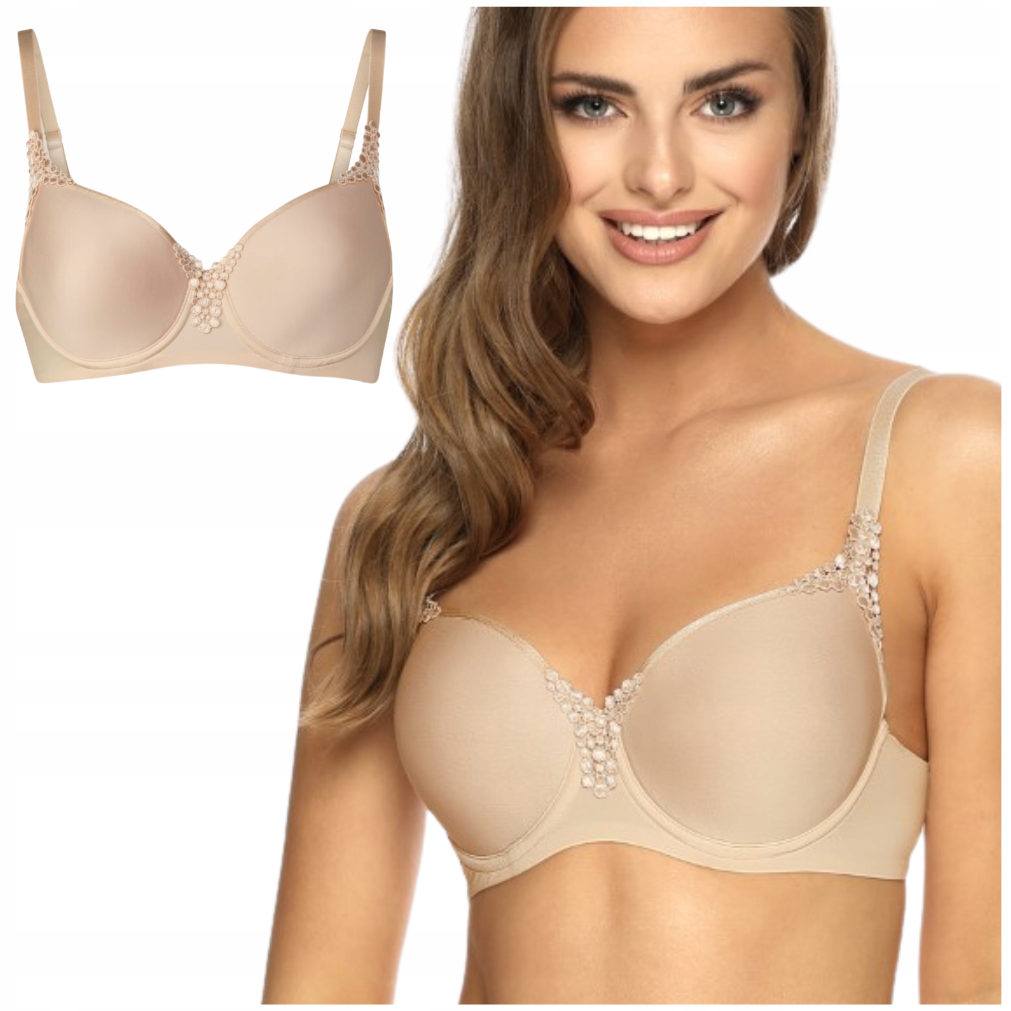 Podprsenka hladká, vyztužená, pro každodenní nošení béžová Viania Carola 90D