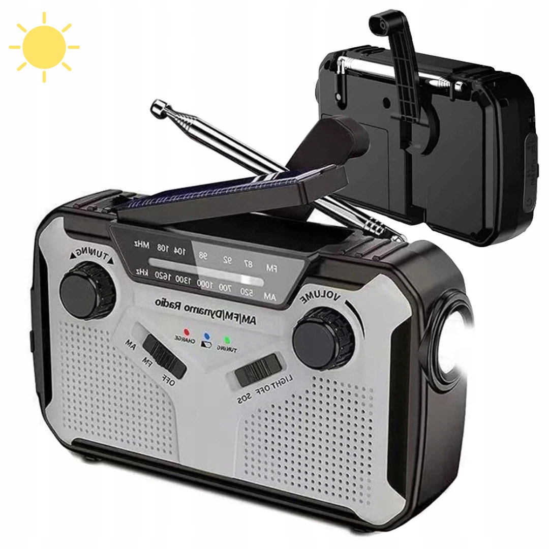 Rádio Pro Solární Přežití A Dynamo S Funkcemi Svítilny, Alarm Omáčka 4 Režimy