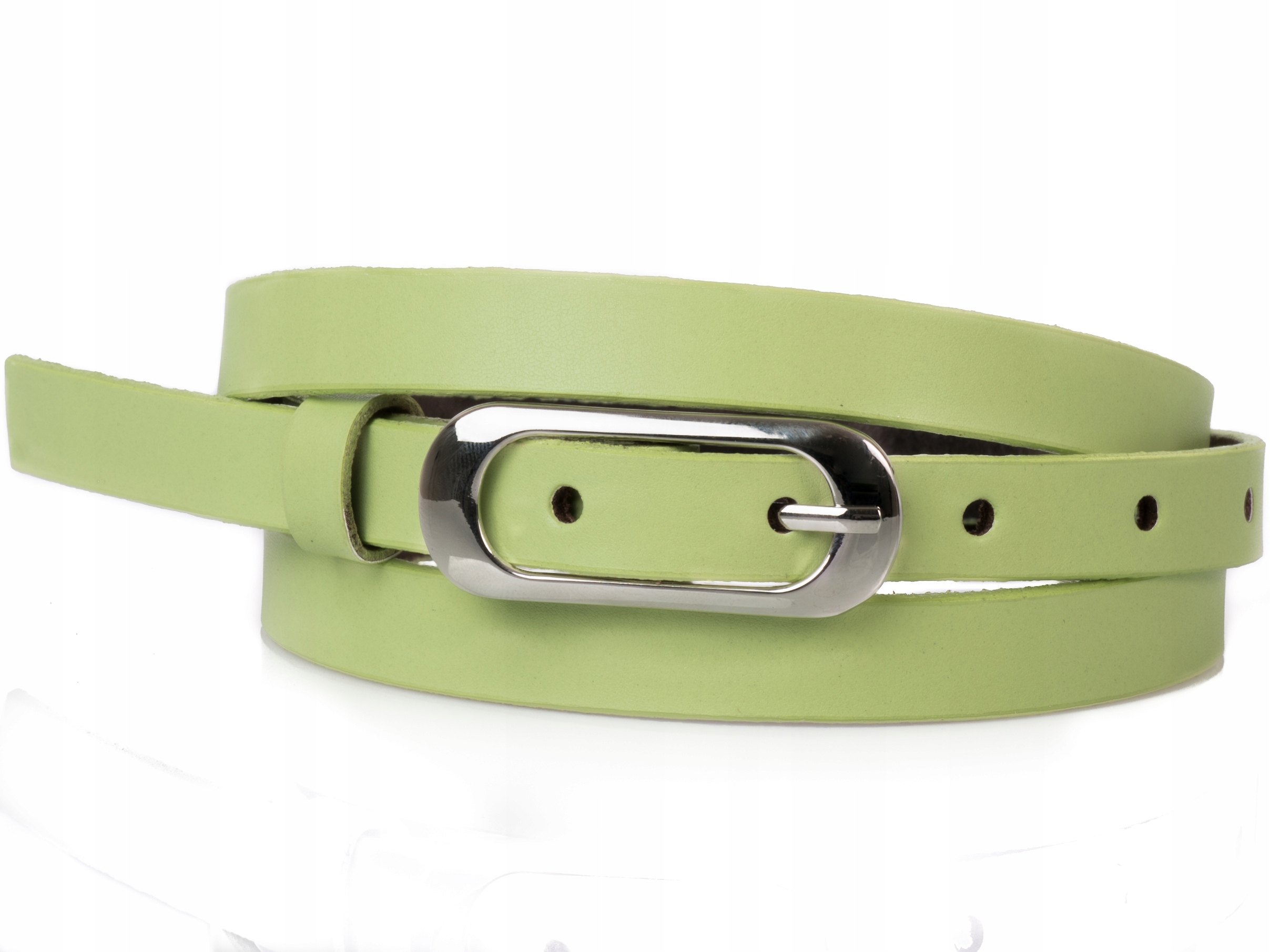 

Damski Skórzany pasek 1,5cm Limonka |85obw