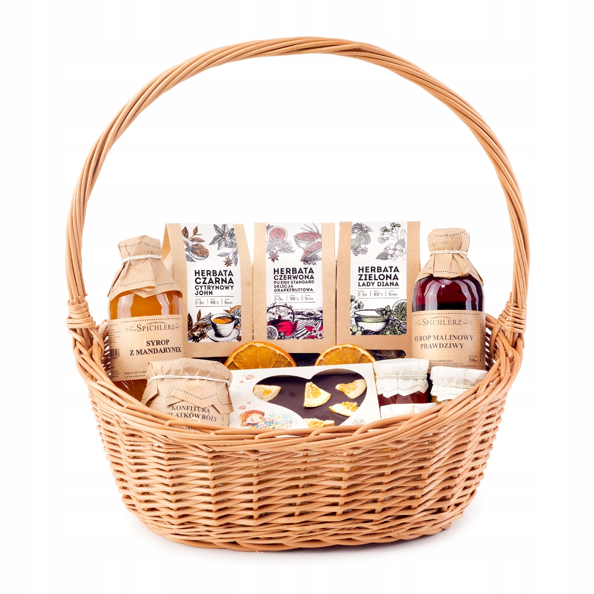 Kosz Duży zestaw Herbat czekolada syrop na urodziny dla mamy babci