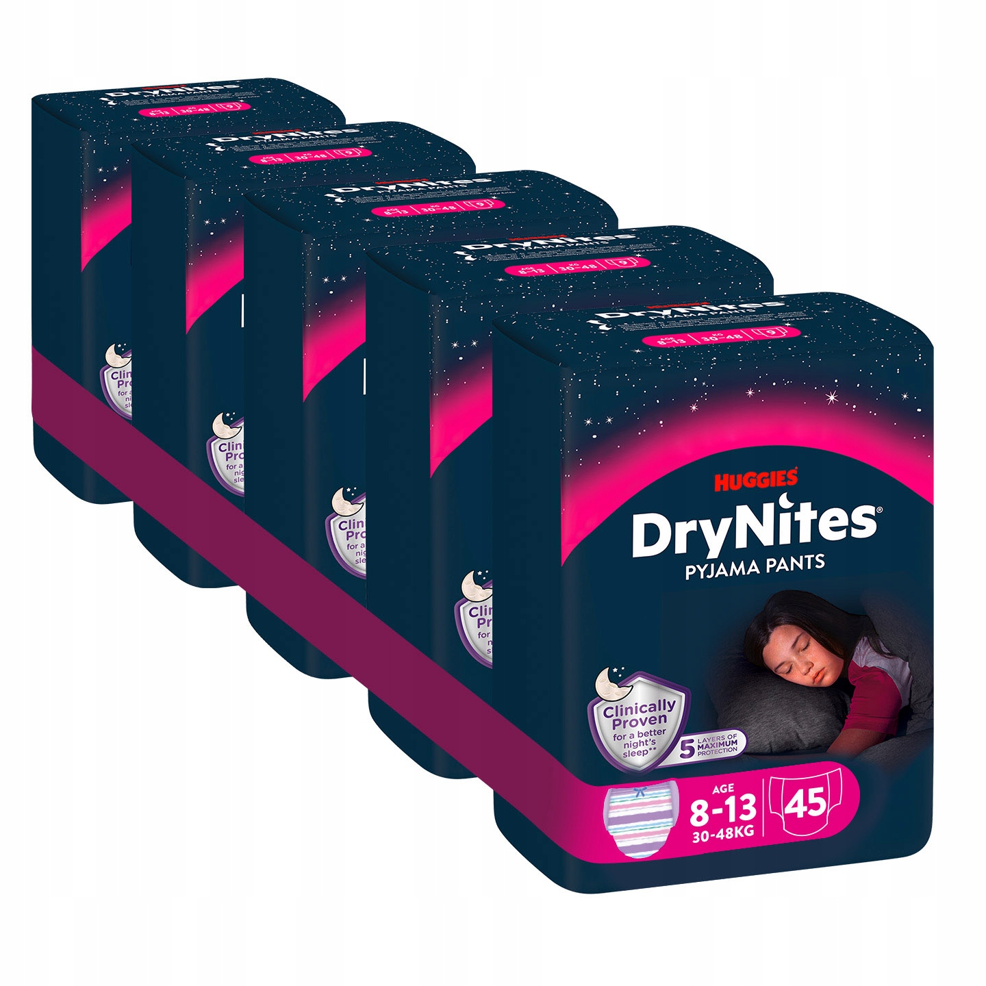 Huggies DryNites Pants Girl 8-13 lat (30-48kg) 5x9szt
