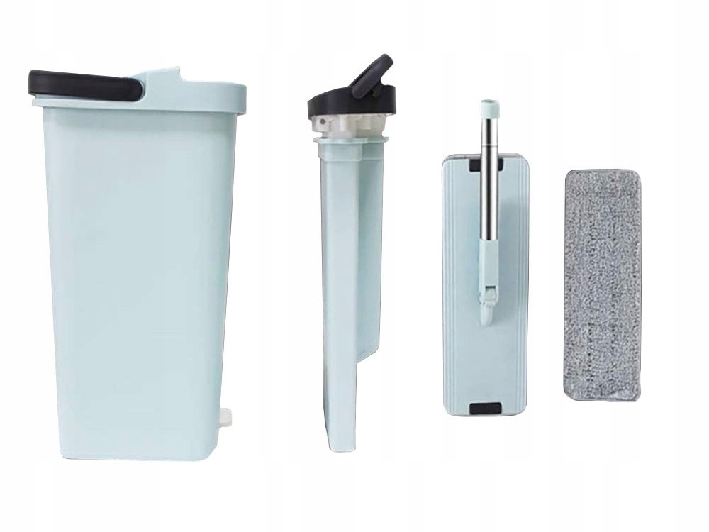 Levně Sada plochých mopů s odšťavňovačem a kbelíkem, 3 x návleky