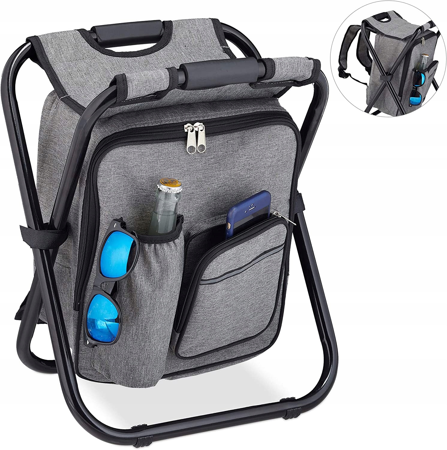 Turistické křeslo bez opěradla Relaxdays Camping Stool šedé