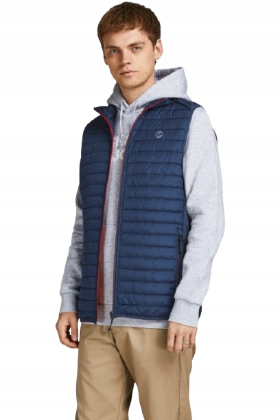 Jack & Jones Tmavě Modrá Prošívaná Vesta Casual Na Knoflíky XL J2D