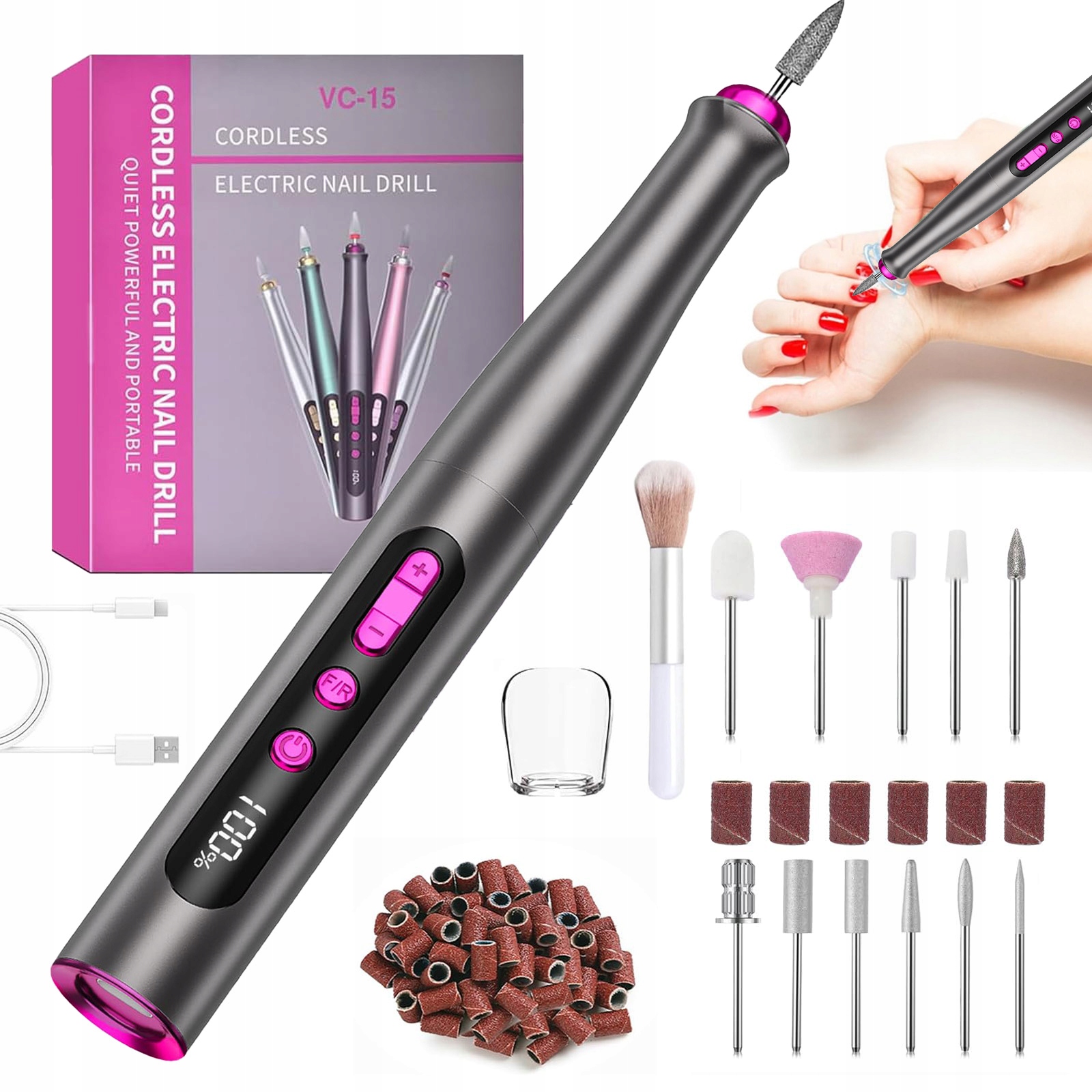 Bruska Manikúra Pedikúra Profesionální Bezdrátová Sada