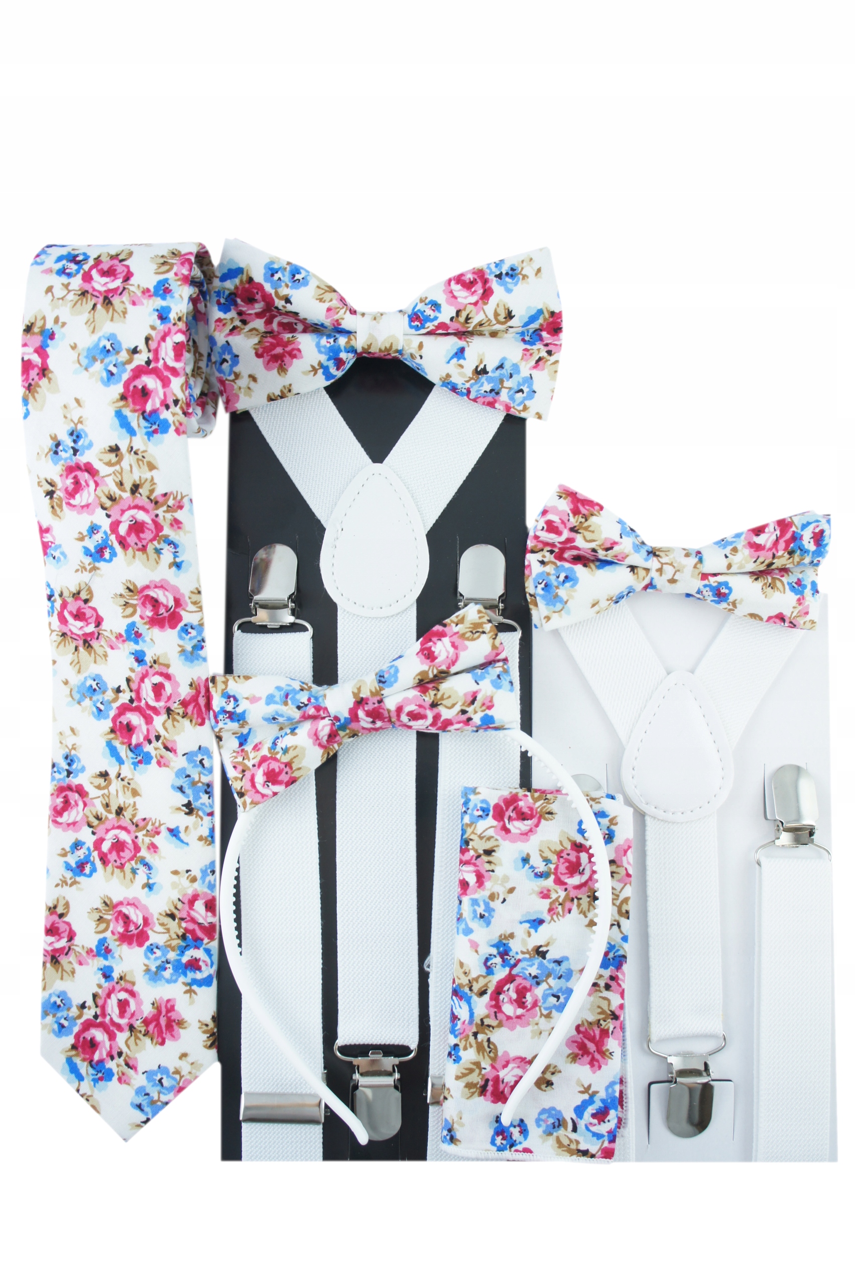 Szelki dzieciece białe gładkie regulowane do spodni spódniczki unisex Płeć chłopcy dziewczynki