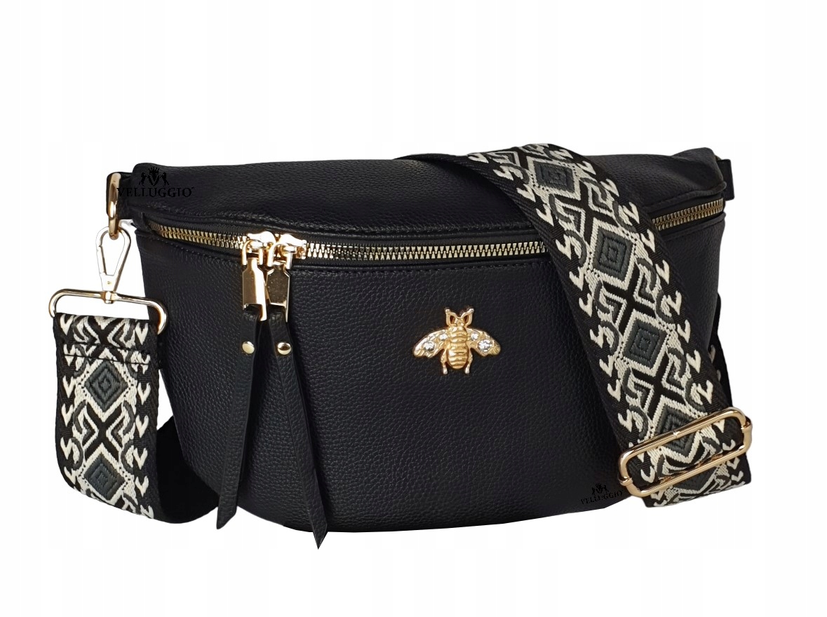 LISTONOSZKA TOREBKA DAMSKA NERKA SASZETKA NA PASKU PSZCZÓŁKA MUSZKA