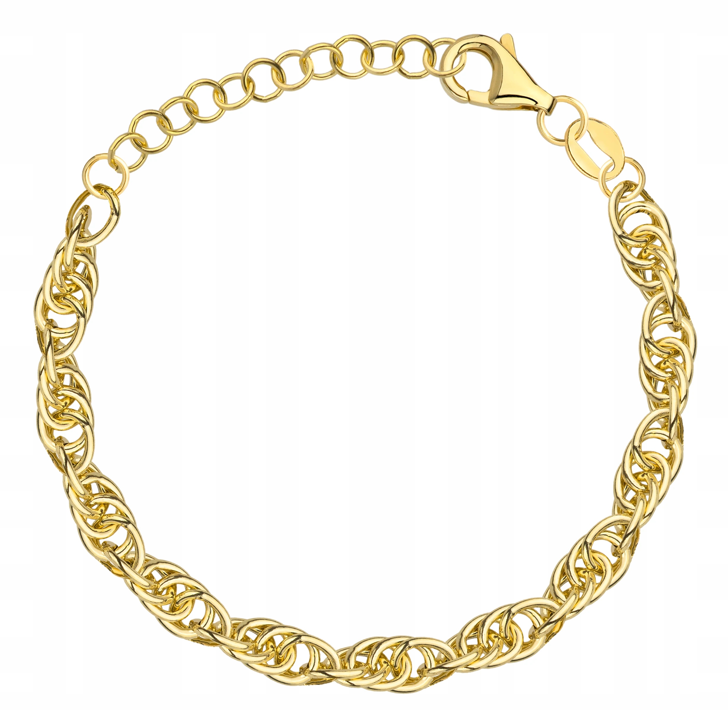 Stříbrný Náramek Ryzosti 925 Pozlacená Zlatem Pokrytý Silnou Vazbou