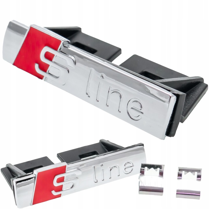 Emblemat Logo Znaczek Do Audi S-line W Zderzak Grill Spinka Srebrny Połysk