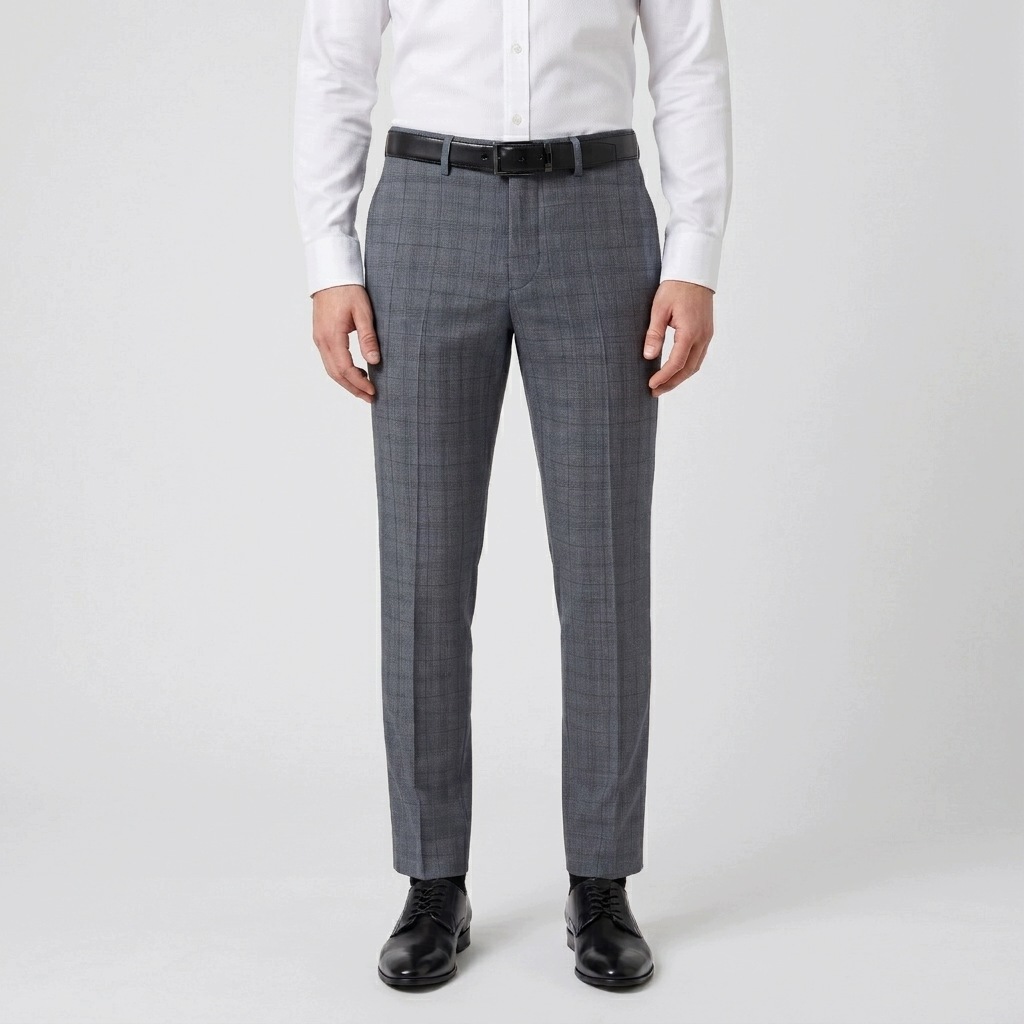 Šedé kostkované vlněné oblekové kalhoty Slim Fit Pako Lorente vel