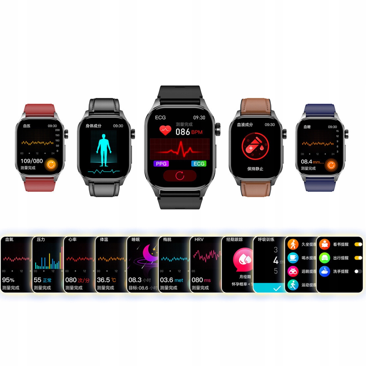 SMARTWATCH ZEGAREK KARDIOWATCH POMIAR CUKRU EKG CIŚNIENIE ROZMOWY MENU PL Kompatybilność systemowa Android iOS Windows Phone