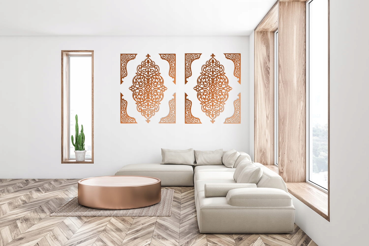 DEKORACYJNE PANELE AŻUROWE, 10 ELEMENTOWA, ARABESK Materiał drewno