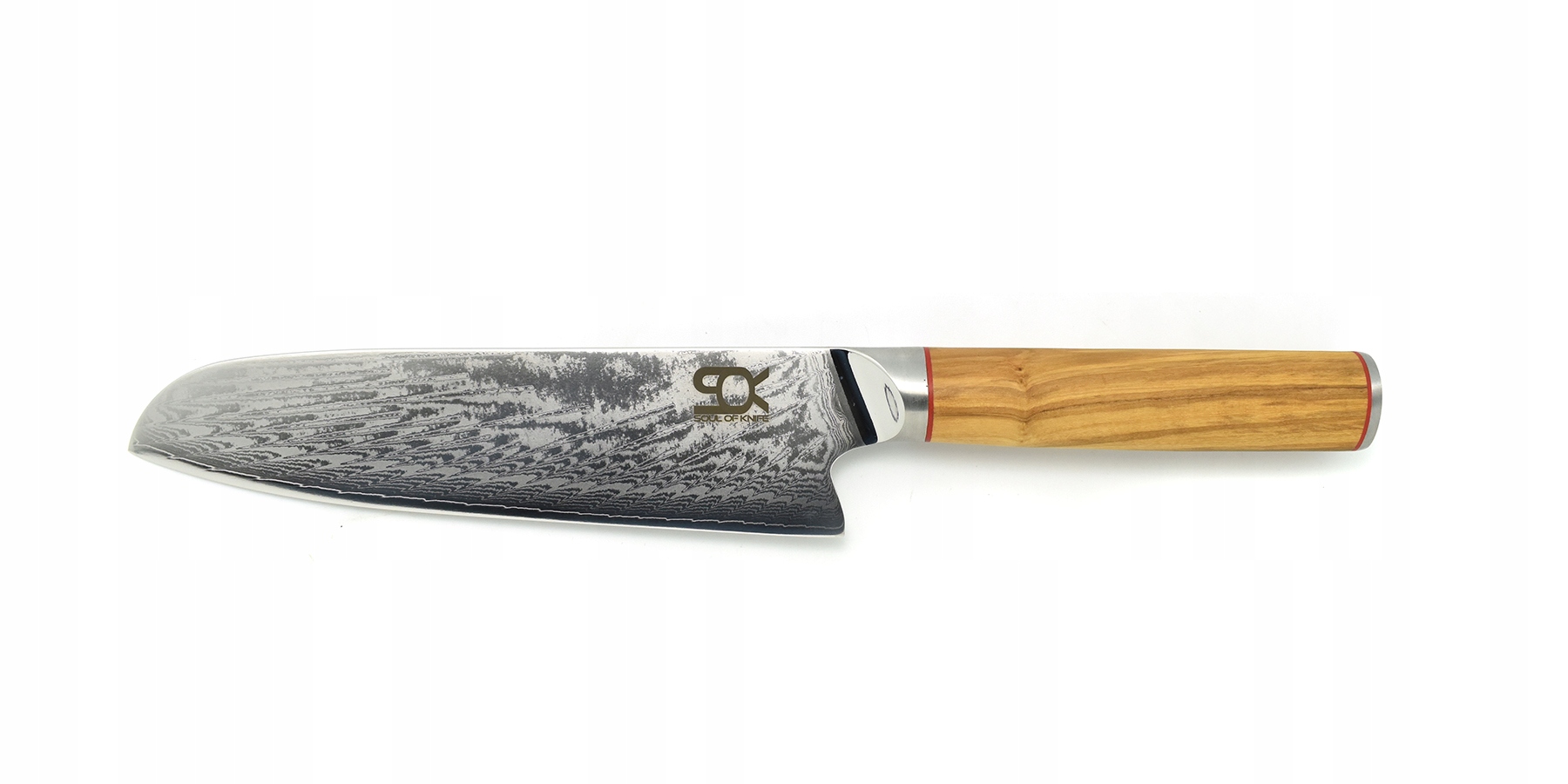 Nôž Santoku 180 Dellinger Olive Wood Damascus