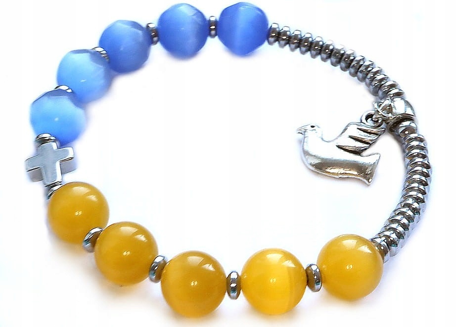 Růženec náramek barva modro-žlutá