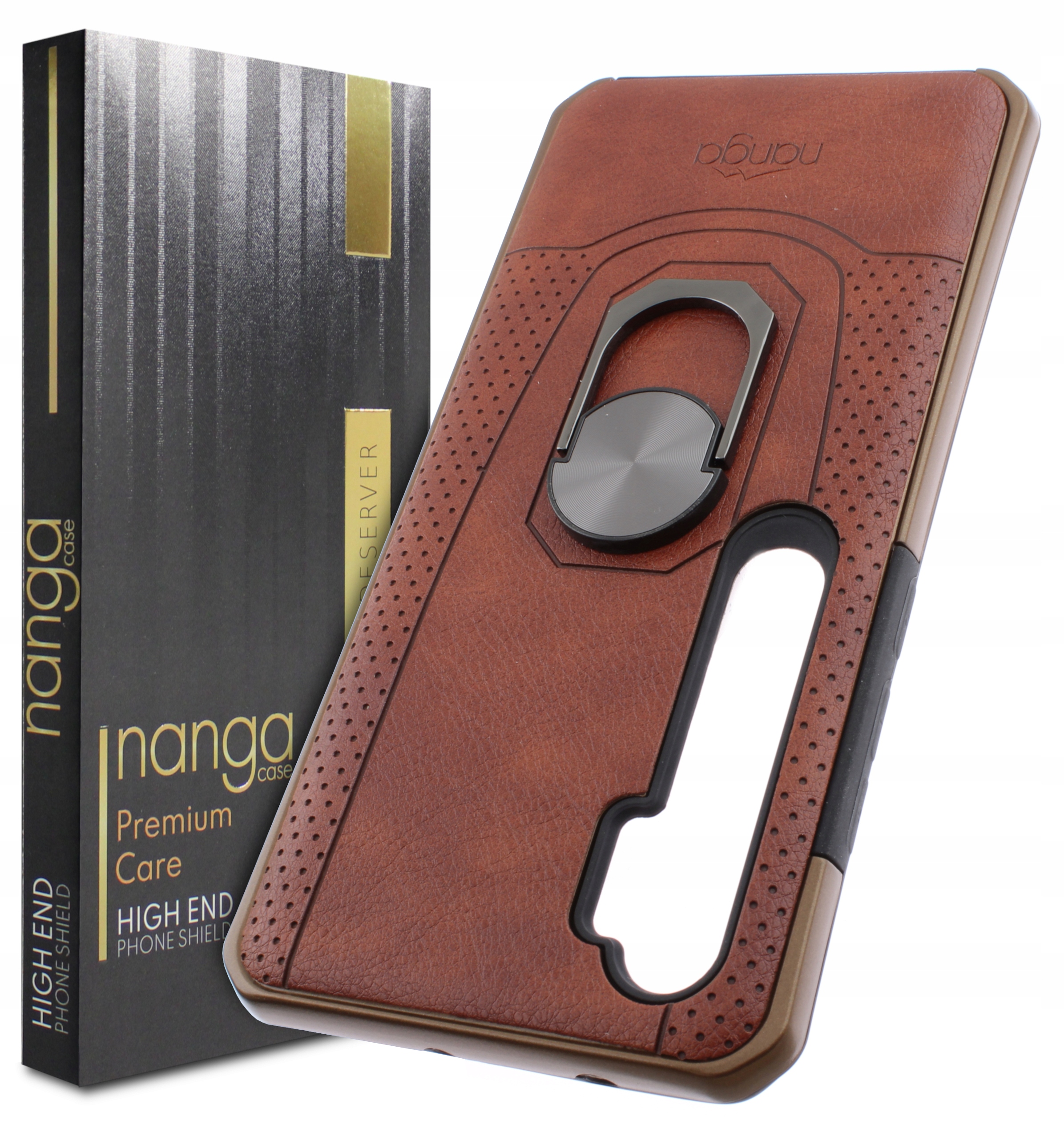 

Etui Ze Skóry Vintage Ring Do Xiaomi Note 10 Brąz