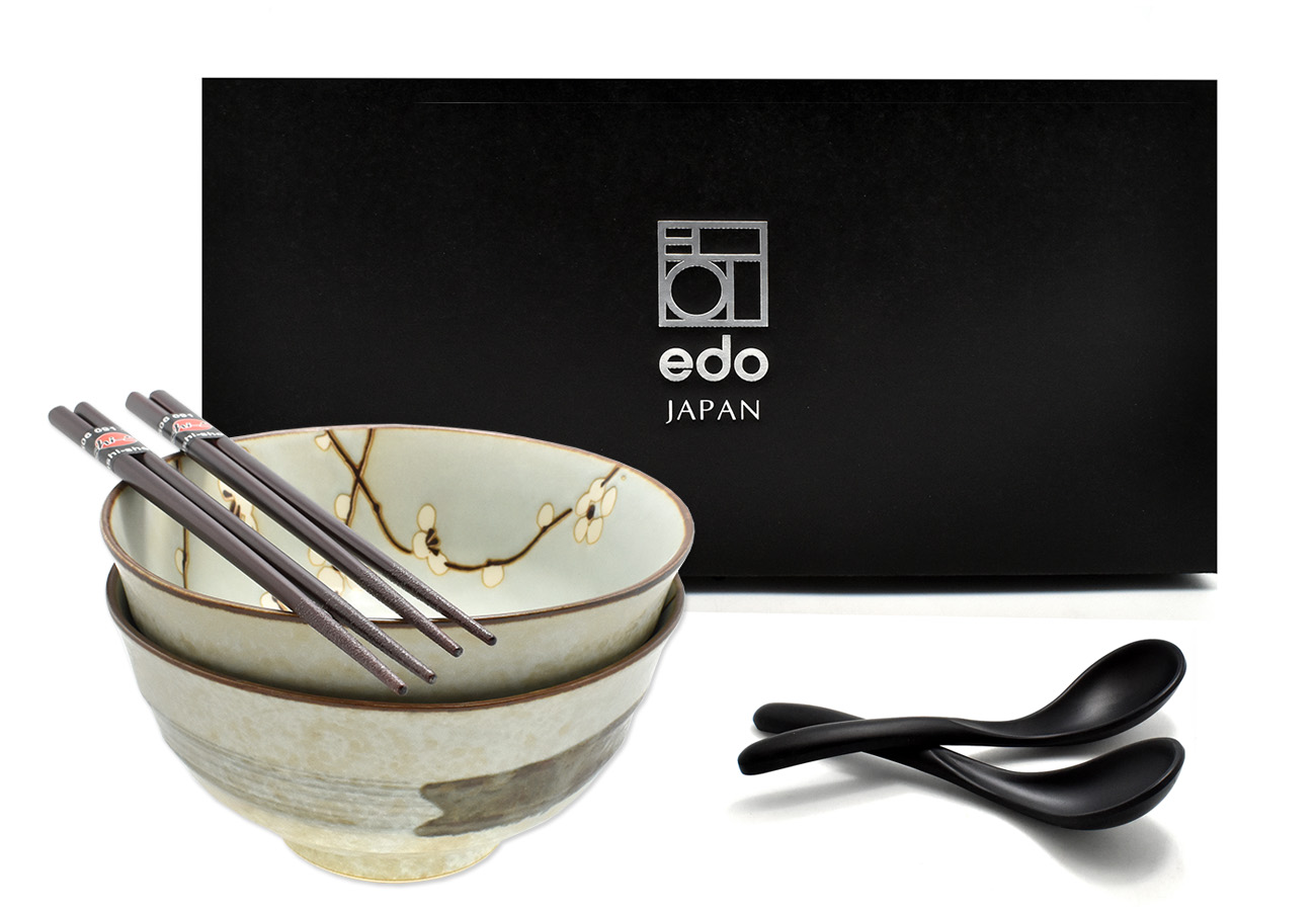 Levně Sada 2 misek s lžícemi a paličkami Udon Soshun 800 ml Box