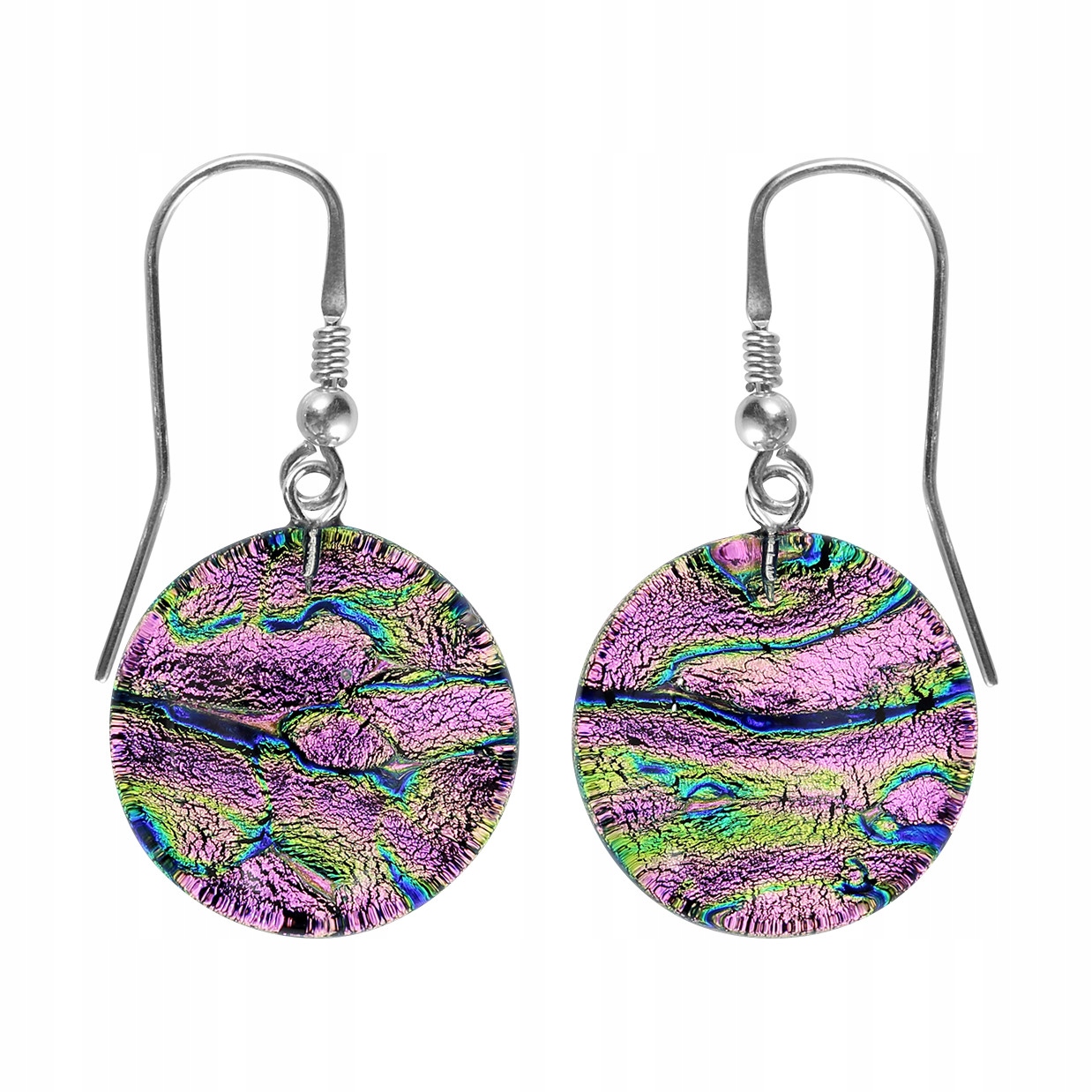 Náušnice růžové Harf sklo murano kolečko