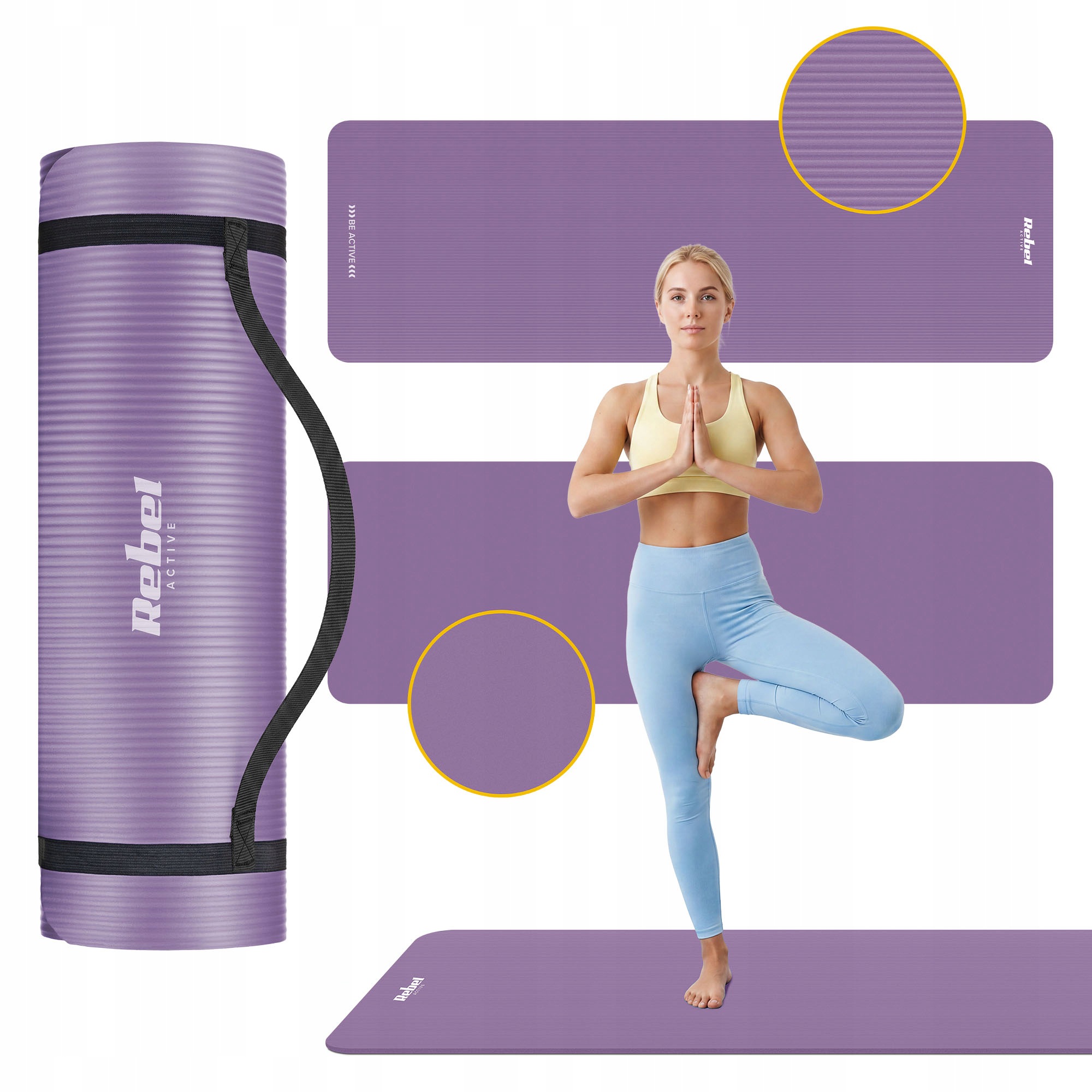 Mata gimnastyczna do ćwiczeń jogi pilatesu fitness 1cm karimata Rebel