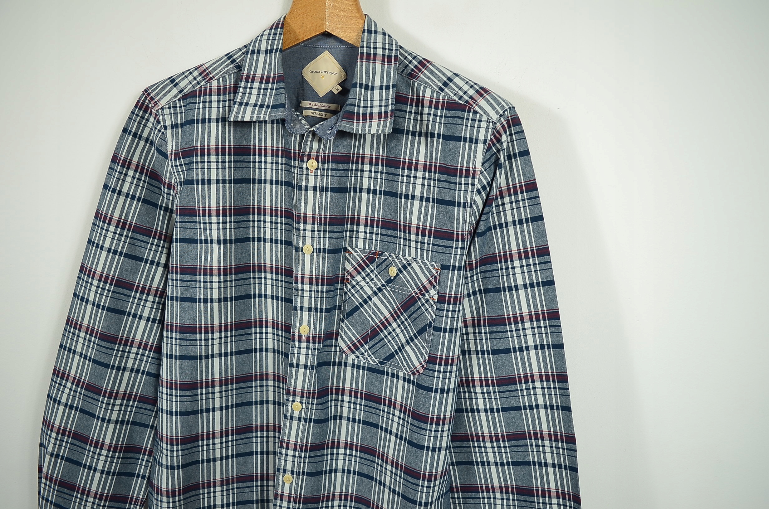 CHARLES CHEVIGNON _ MĘSKA KOSZULA OUTDOOR KRATA_ S Rękaw długi rękaw