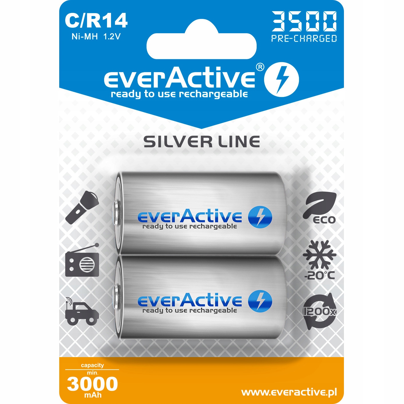 Akumulatorek Ni-MH Everactive Silver Line C/HR14 3