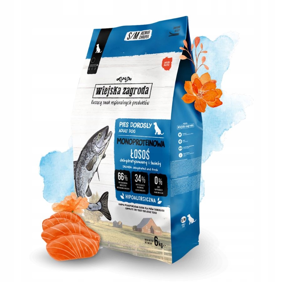 Levně Wiejska Zagroda Monoproteinová krmivo suché pro psa Losos 6 kg