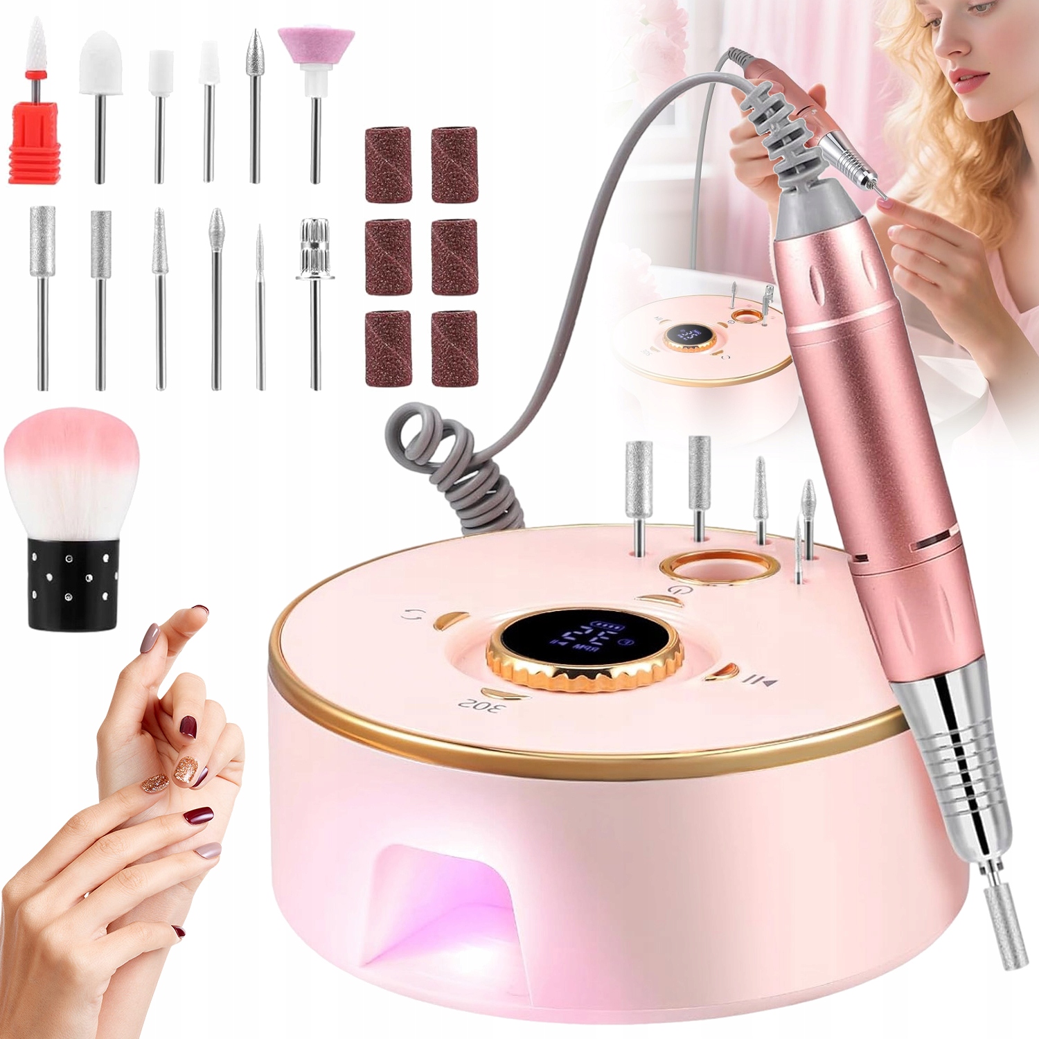 Profesionální Bruska Na Nehty Manikúra Pedikúra 12 Brusných Hlavic