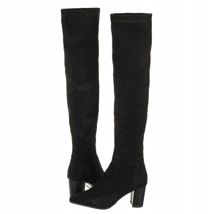 Dámské kozačky Semišové na Podpatku Caprice černé 9-25521 Stretch