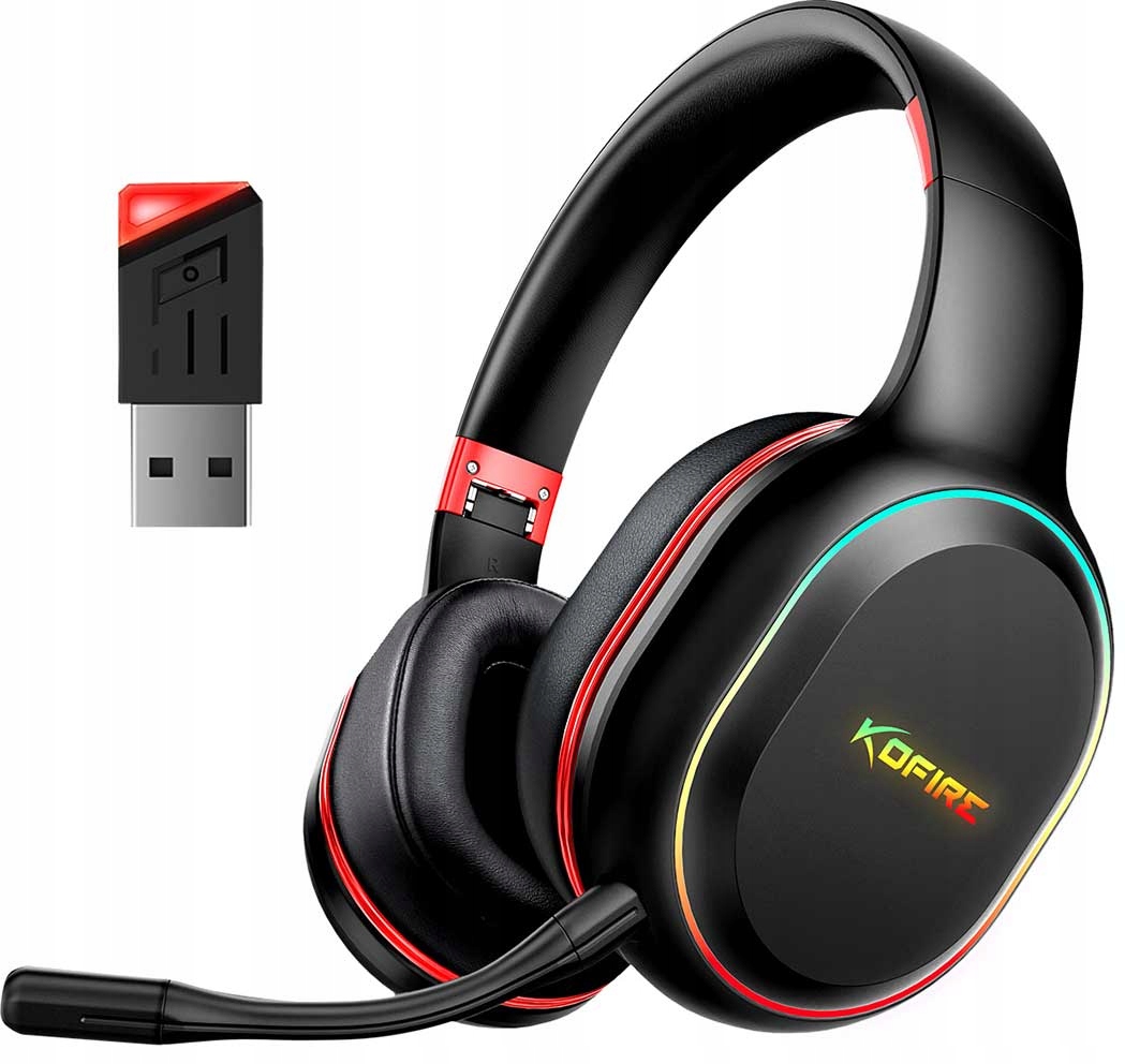 SŁUCHAWKI GAMINGOWE BEZPRZEWODOWE GRACZY BLUETOOTH Z ODBIORNIKIEM USB