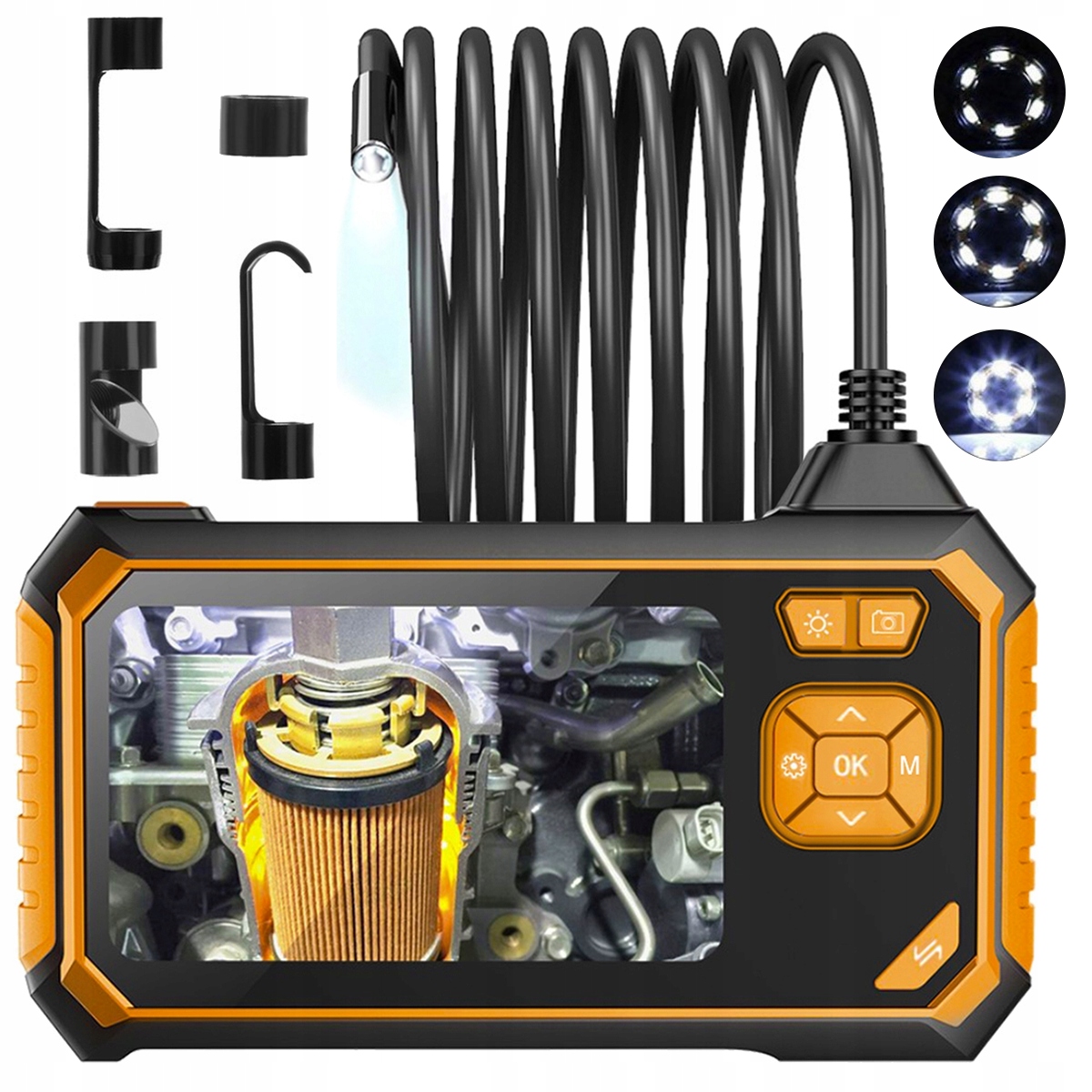 Endoskop Inšpekčná kamera Fhd 1080 5 m 8x Led Usb Sd do 64 Gb menu Pl LCD