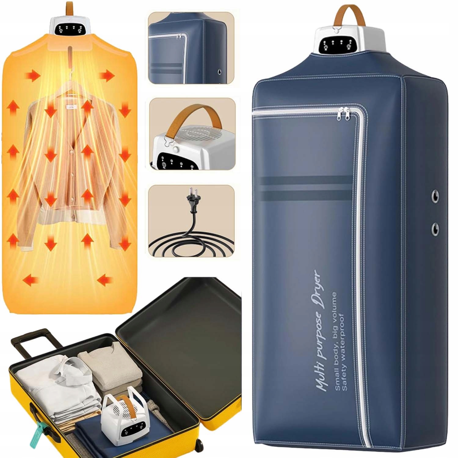 Levně Sušák Elektrická Na Prádlo Cestovní Přenosná 600W Časovač