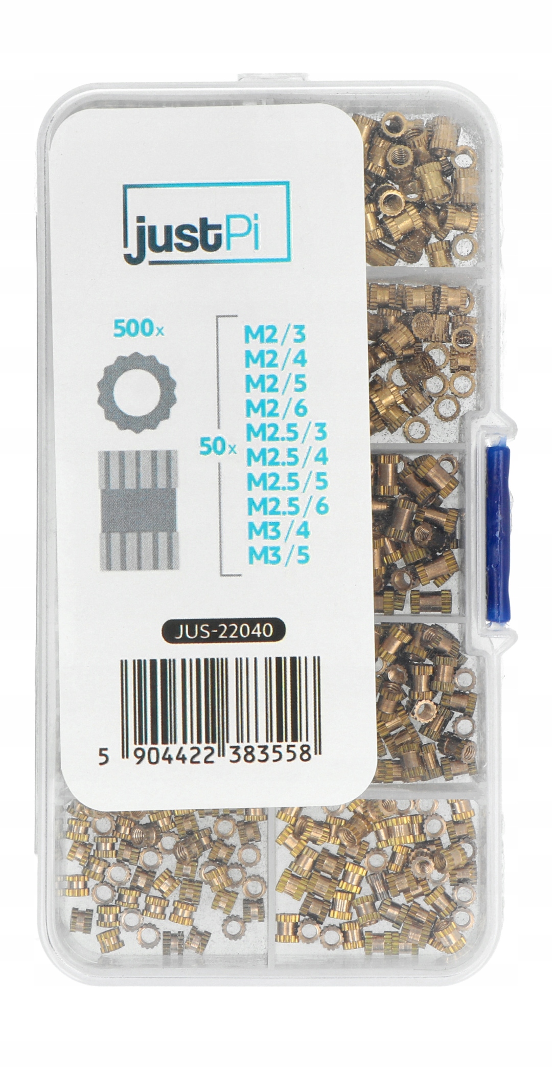 Mosiężny gwint - insert do druku 3D różne rozmiary Producent JustPi