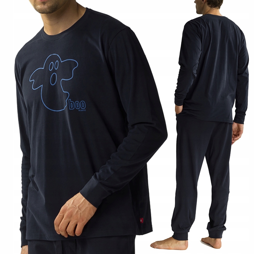 Pánské volné pyžamo Svítící Potisk s dlouhým rukávem Atlantic NMP-378 XXL