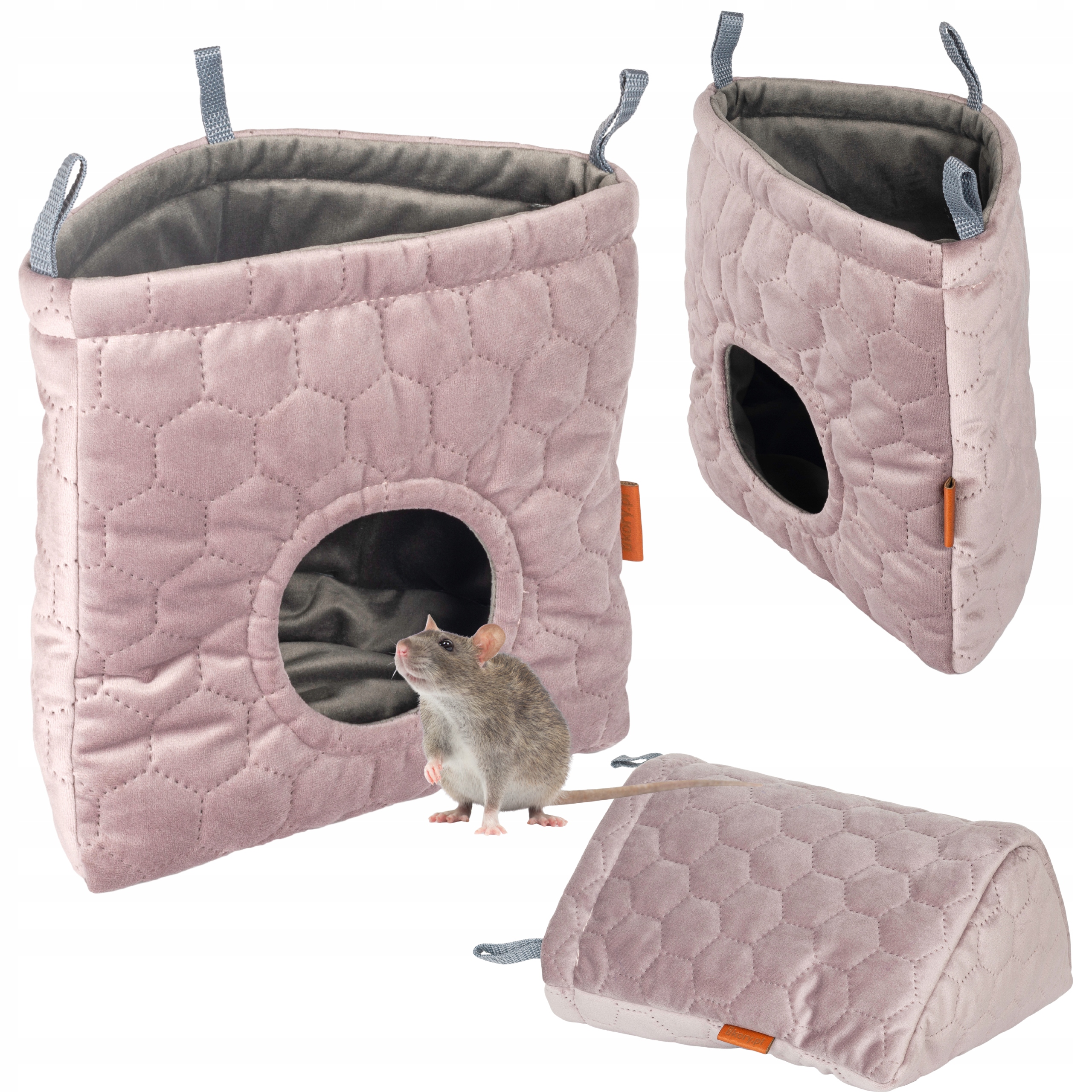 Levně Pašík Pro Králíka Rohový Úhel Prasátka Činčily Látkový Růžový 23x17 cm