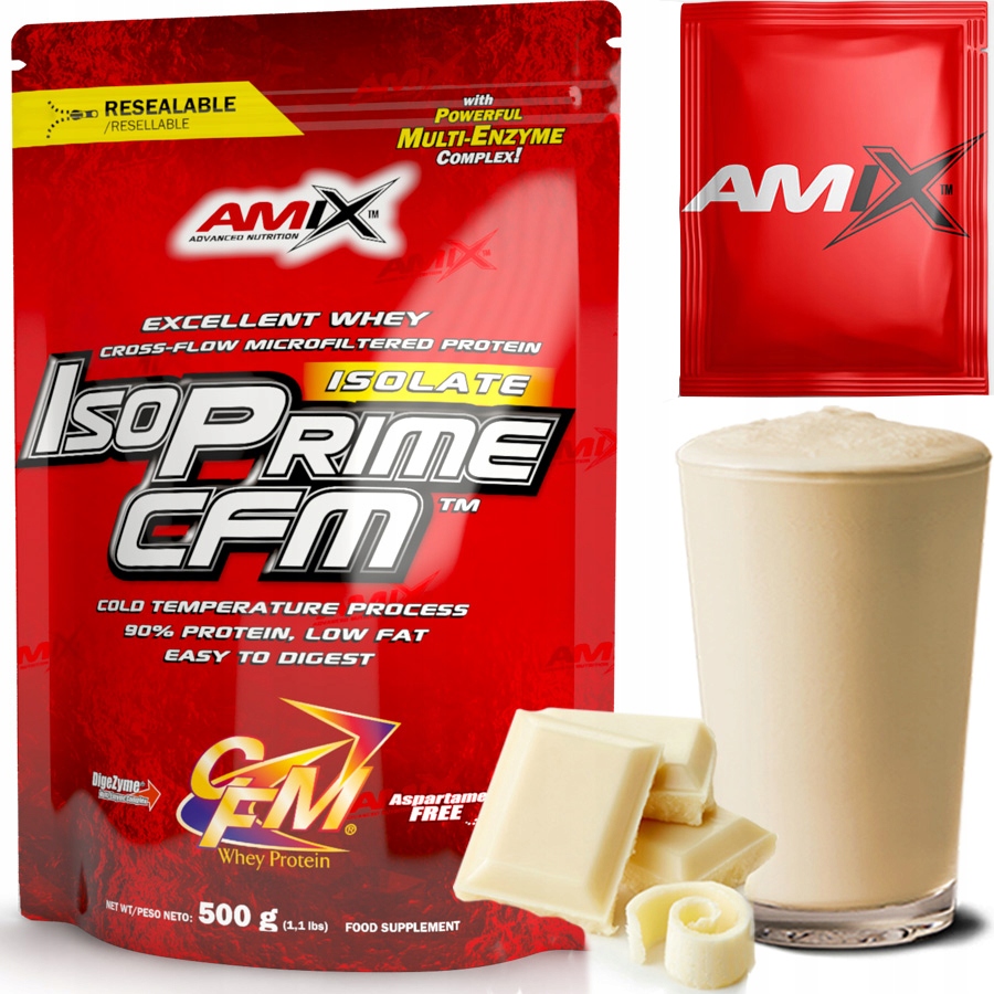 Proteinový izolát Amix bez cukru a bez laktózy bílá čokoláda 500 g