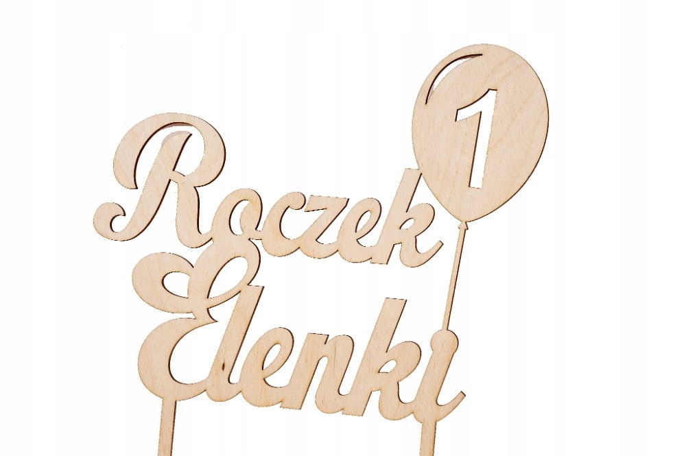 

Topper na tort / kwiatek - roczek + imię z balonem