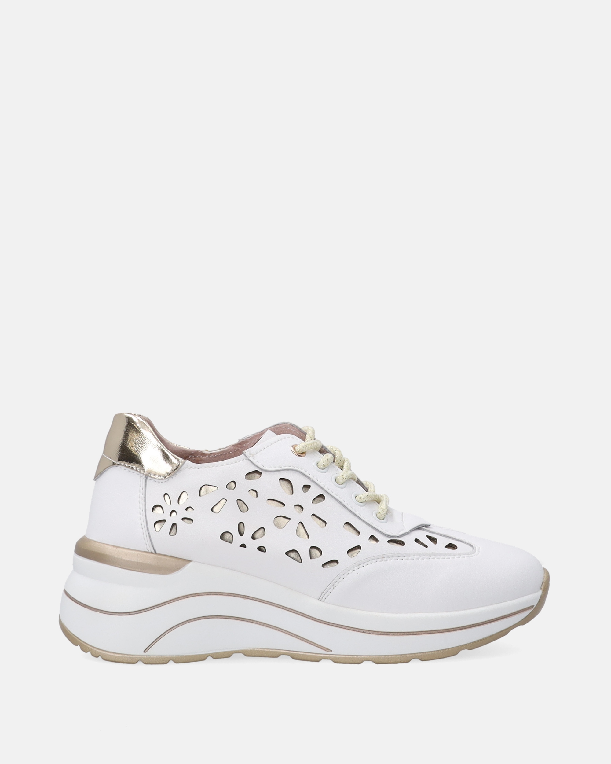 Venezia Białe Skórzane Sneakersy Damskie Na Koturnie Z Detalami Rozmiar 38