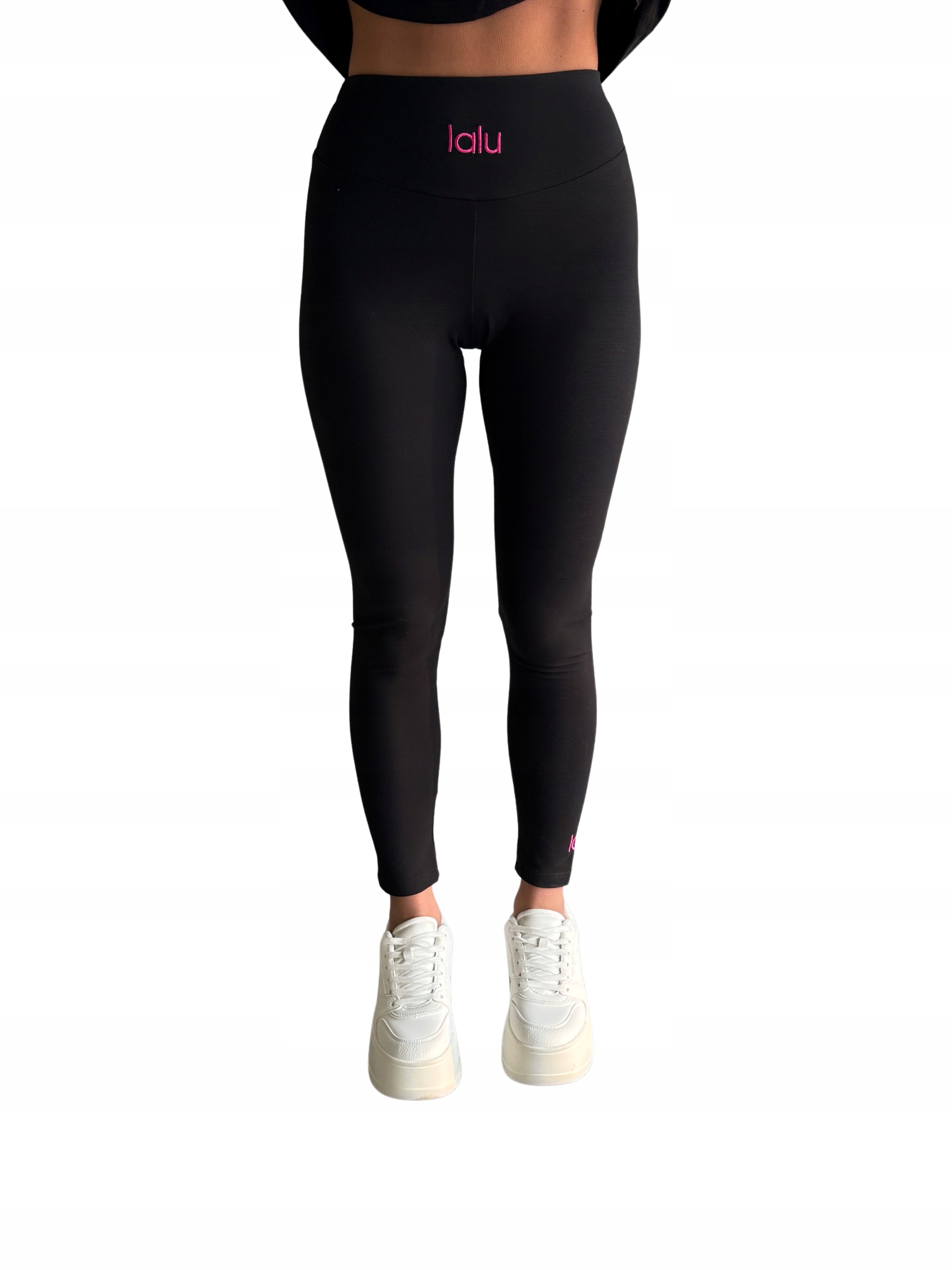 Legíny modelující vysoký pas LaLu nápis černé S/m