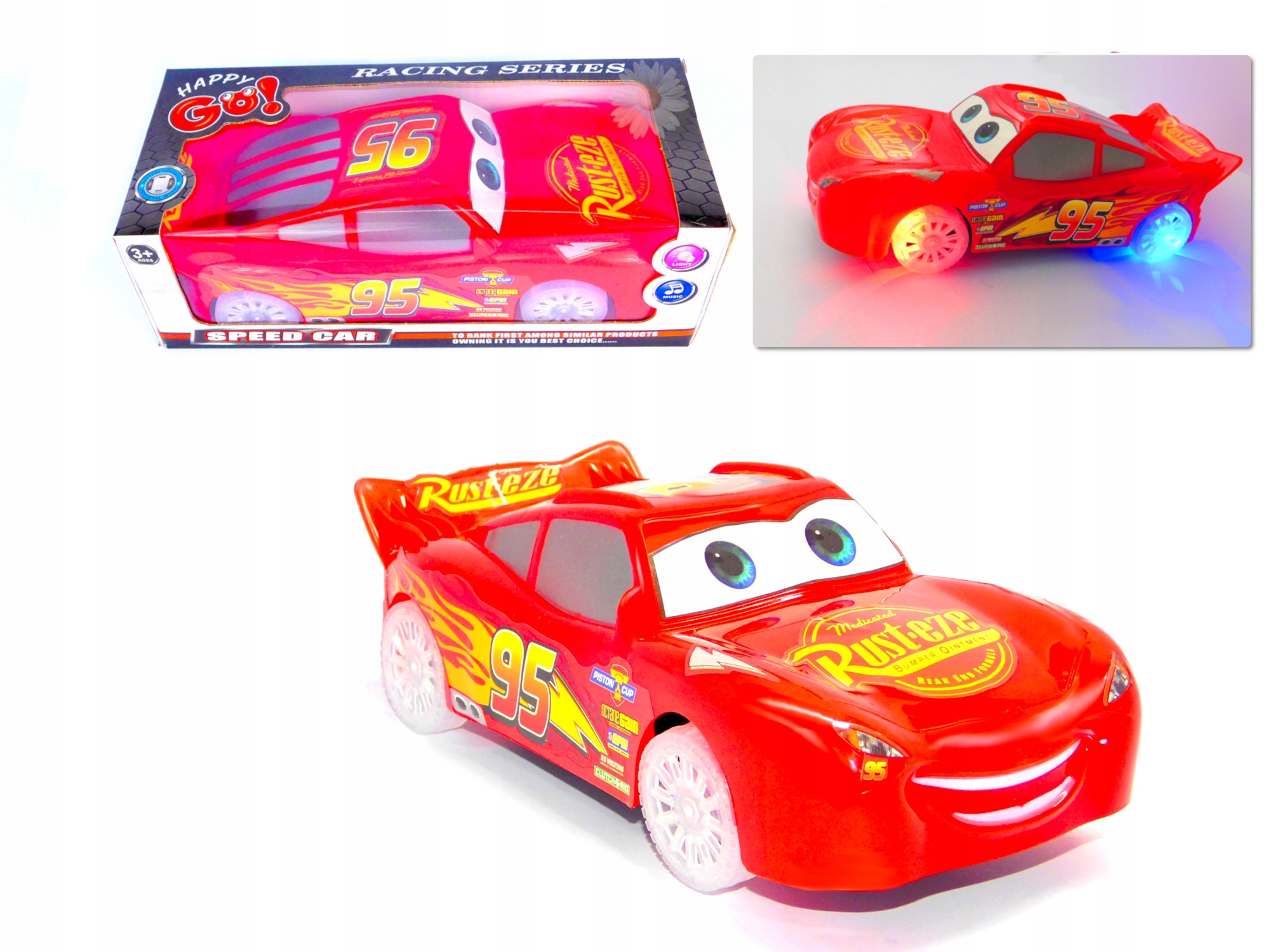 

Auto Cars Czerwone 25 CM Dźwięk Podświetlane Koła