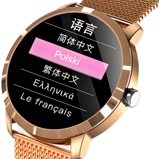 ZEGAREK DAMSKI SMARTWATCH WODOODPORNY MENU PL Kolor złoty
