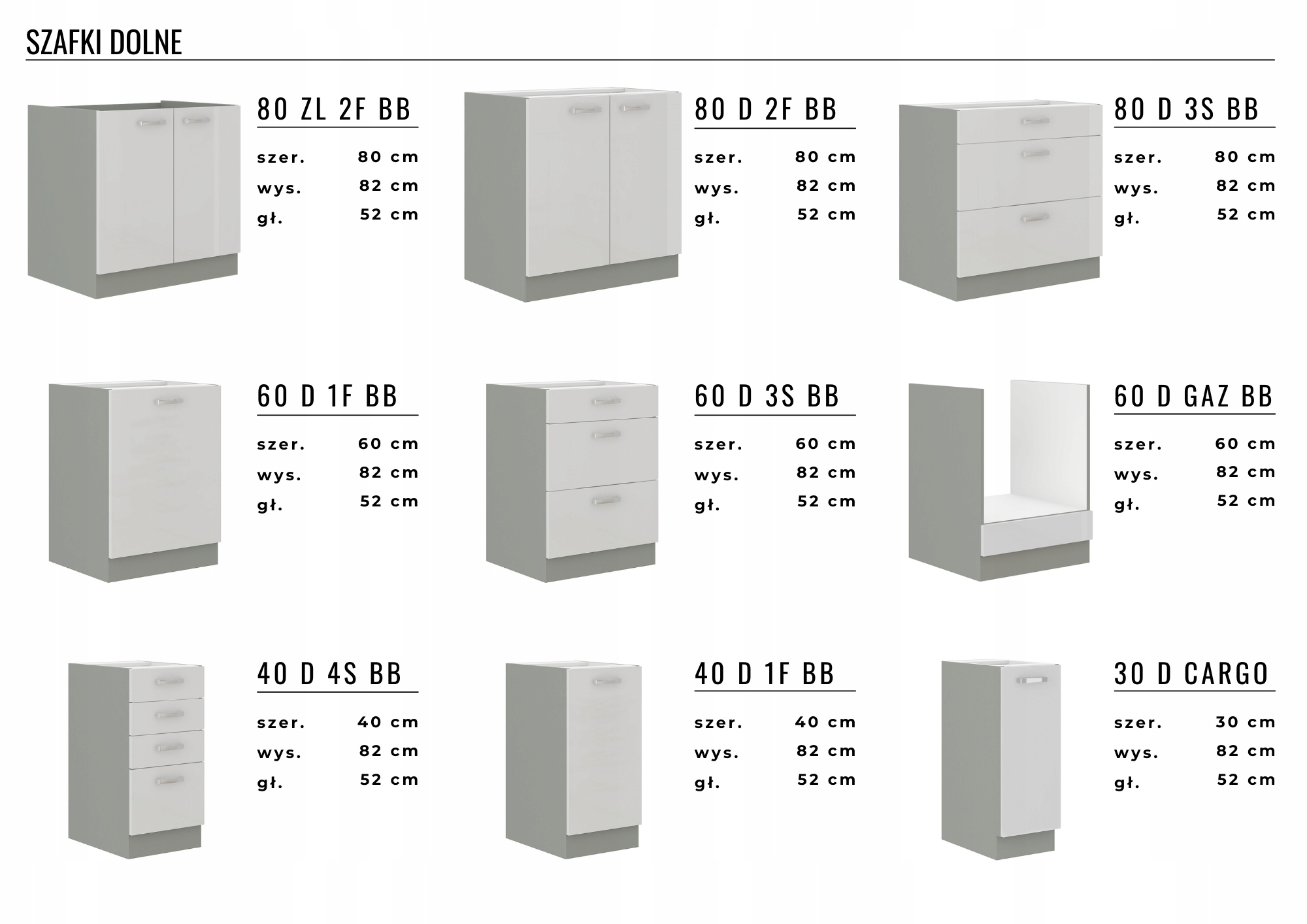 Komin gospodarczy 60 POŁYSK! ! System OLGA! Szerokość mebla 60 cm