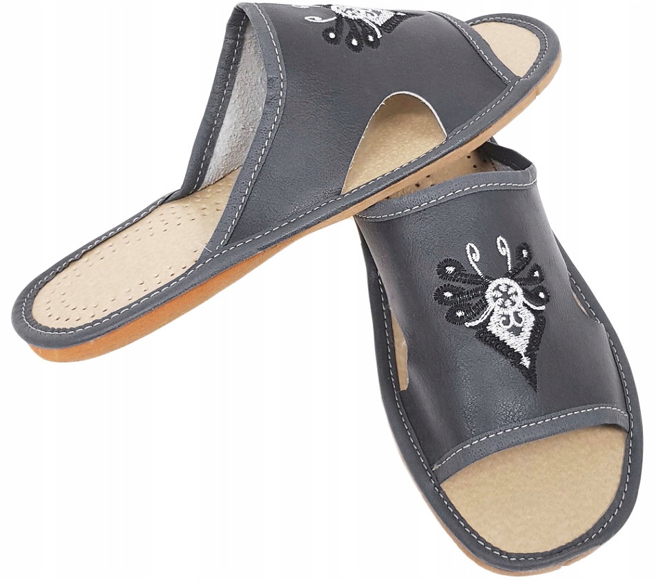 Pantofle Męskie Kapcie Skóra Haft PARZENICA 44* PL Długość wkładki 28.5 cm