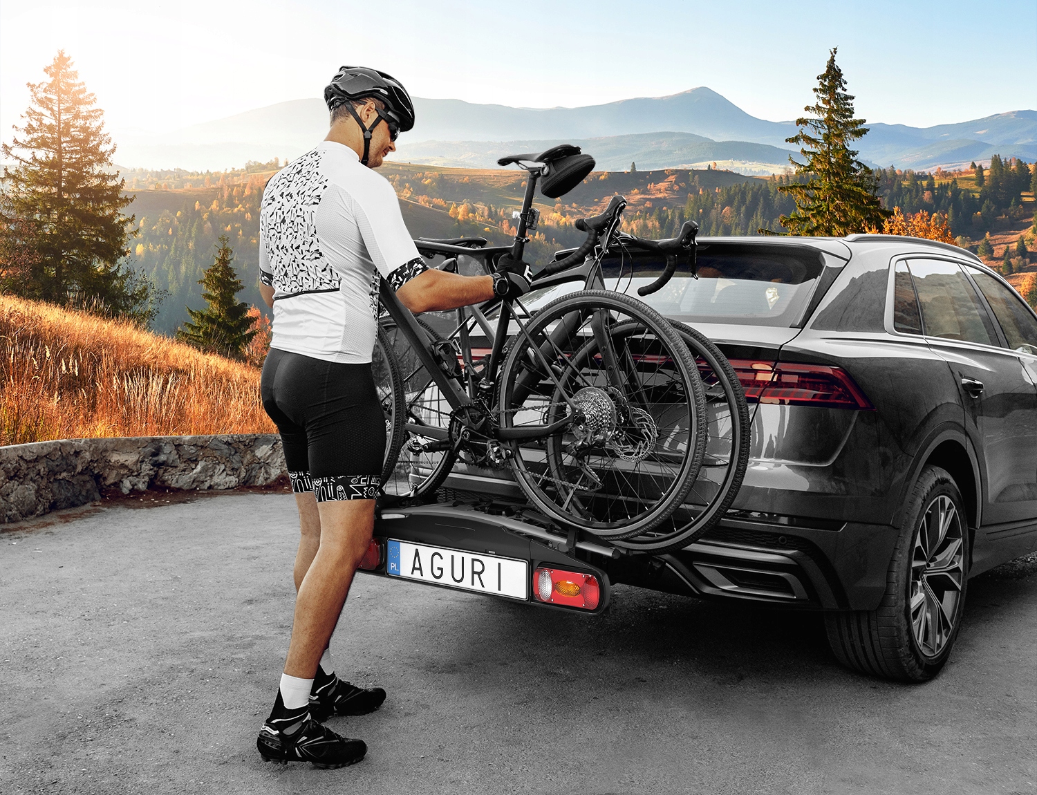 AGURI PLATFORMA BAGAŻNIK NA 3 Rowery na Hak Długość (cm) 74 cm